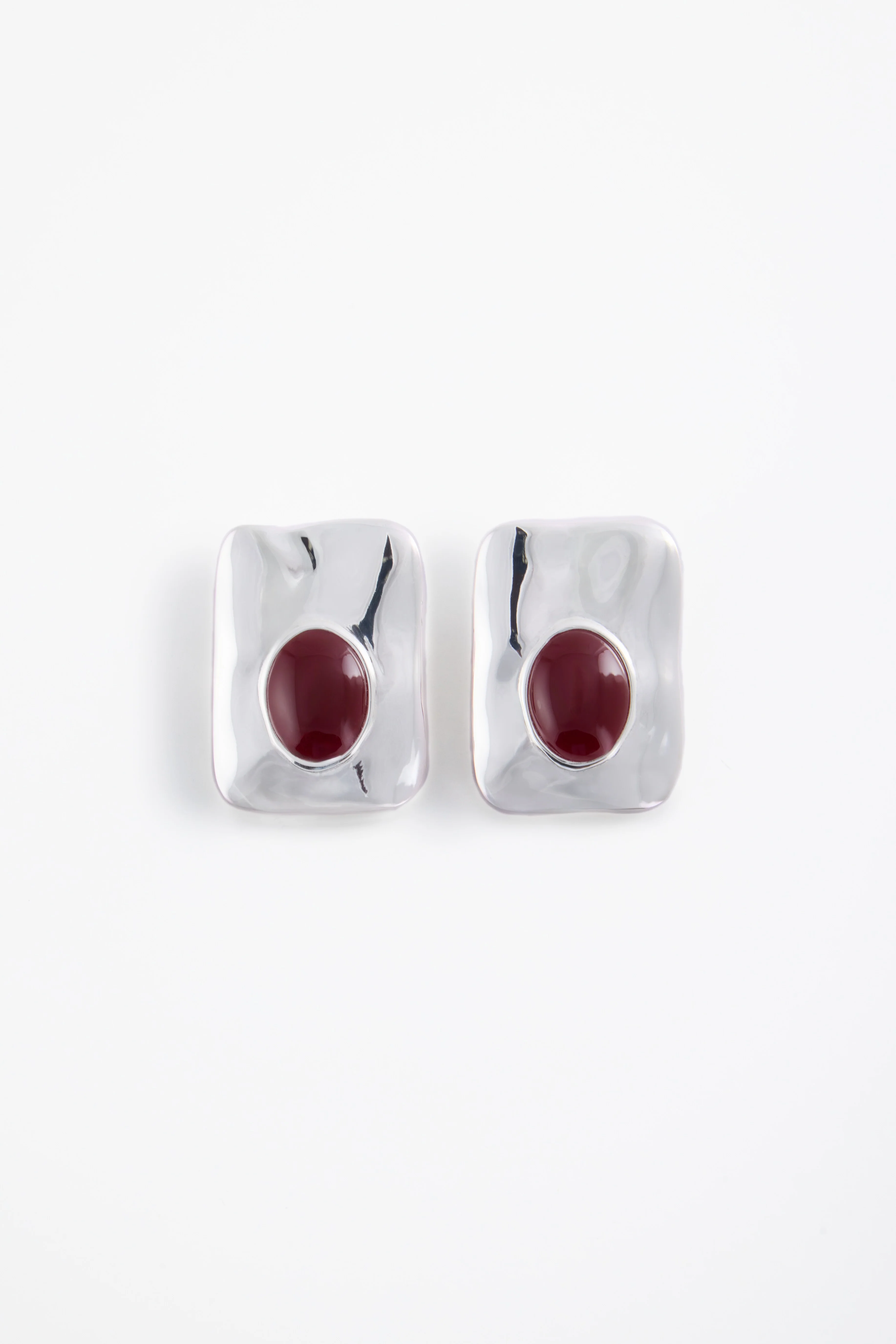 Hammer Stone Earring (Silver/Oxblood)