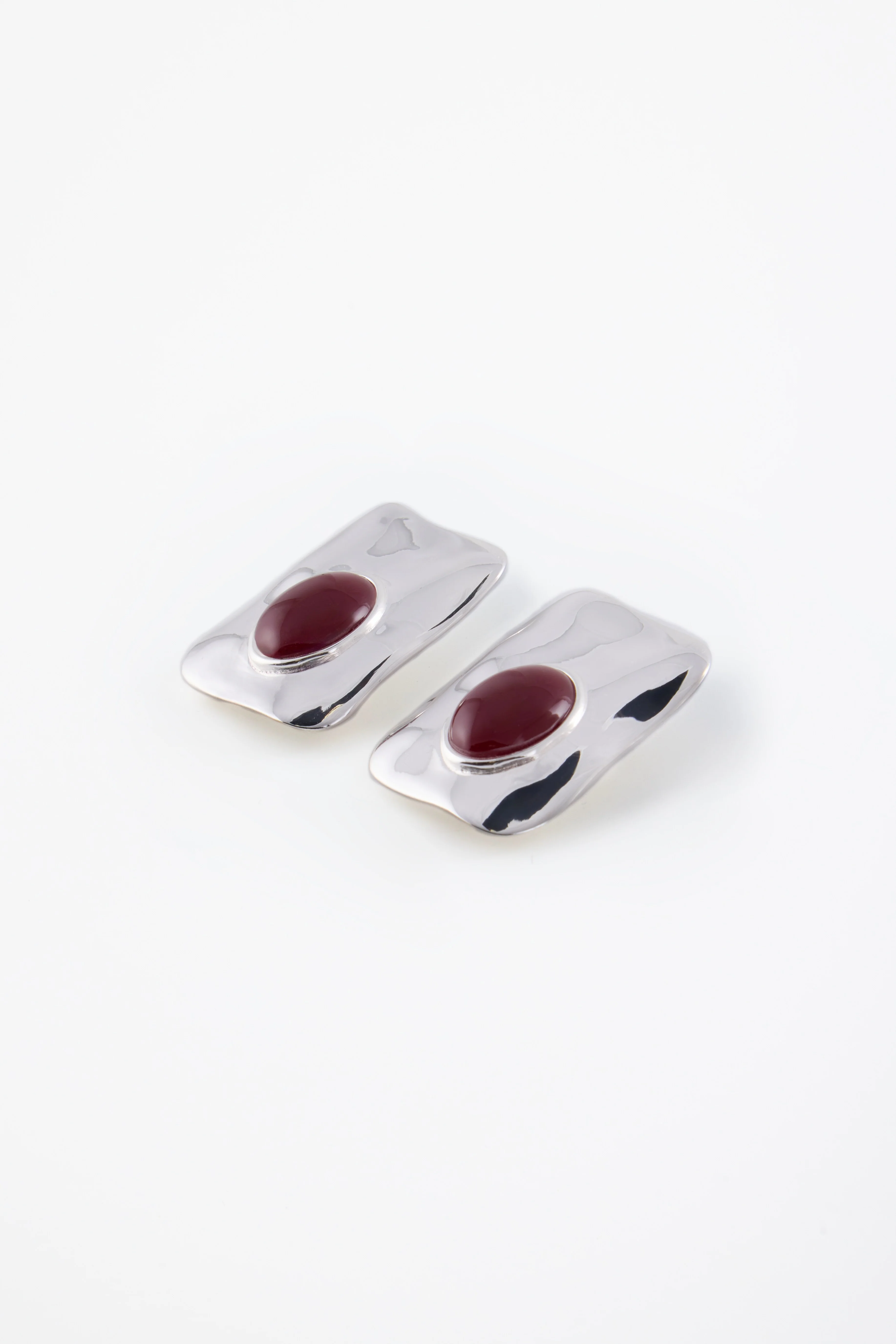 Hammer Stone Earring (Silver/Oxblood)