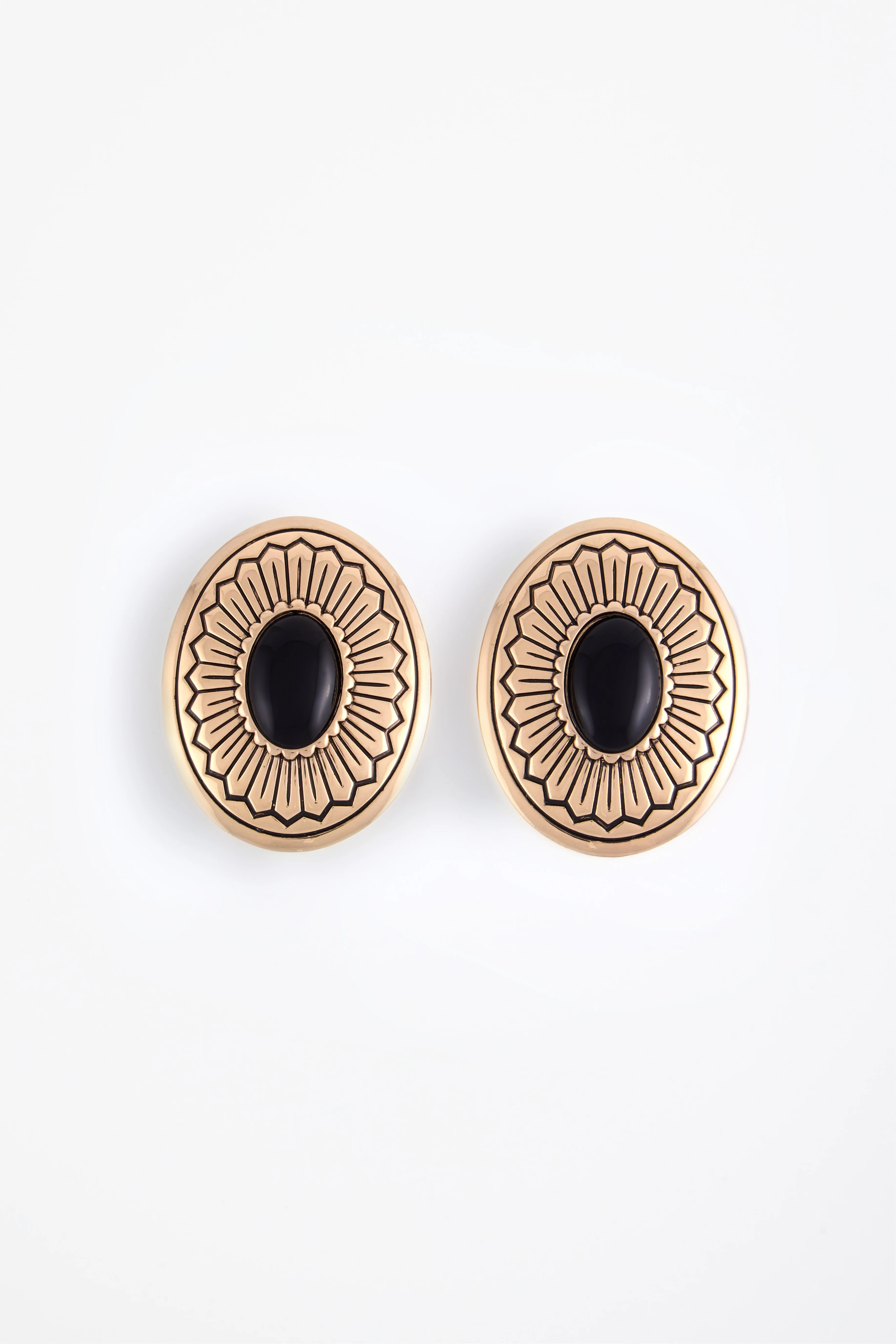 Western Oval Earring (Gold/Black)