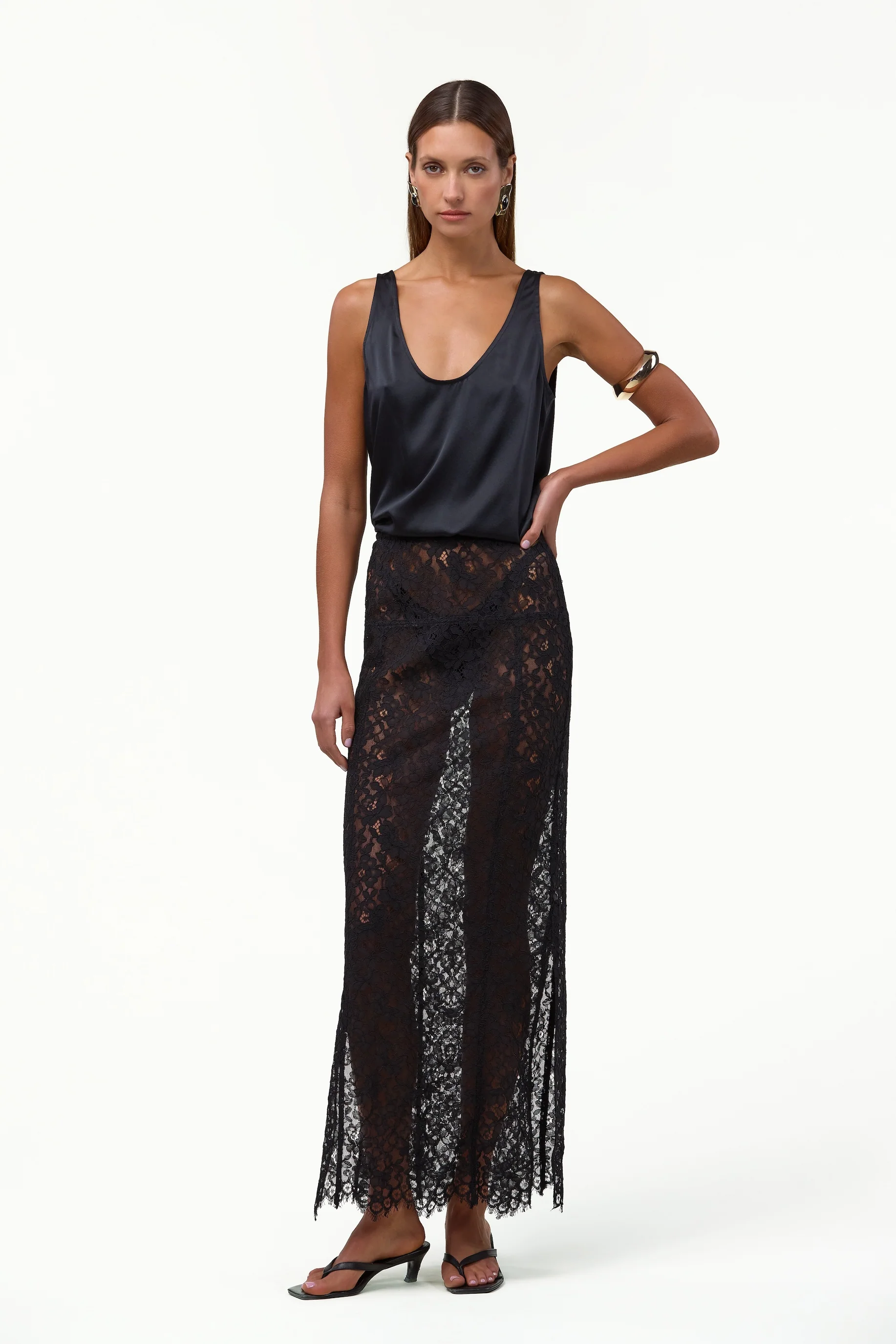 Lace Maxi Skirt (Black)