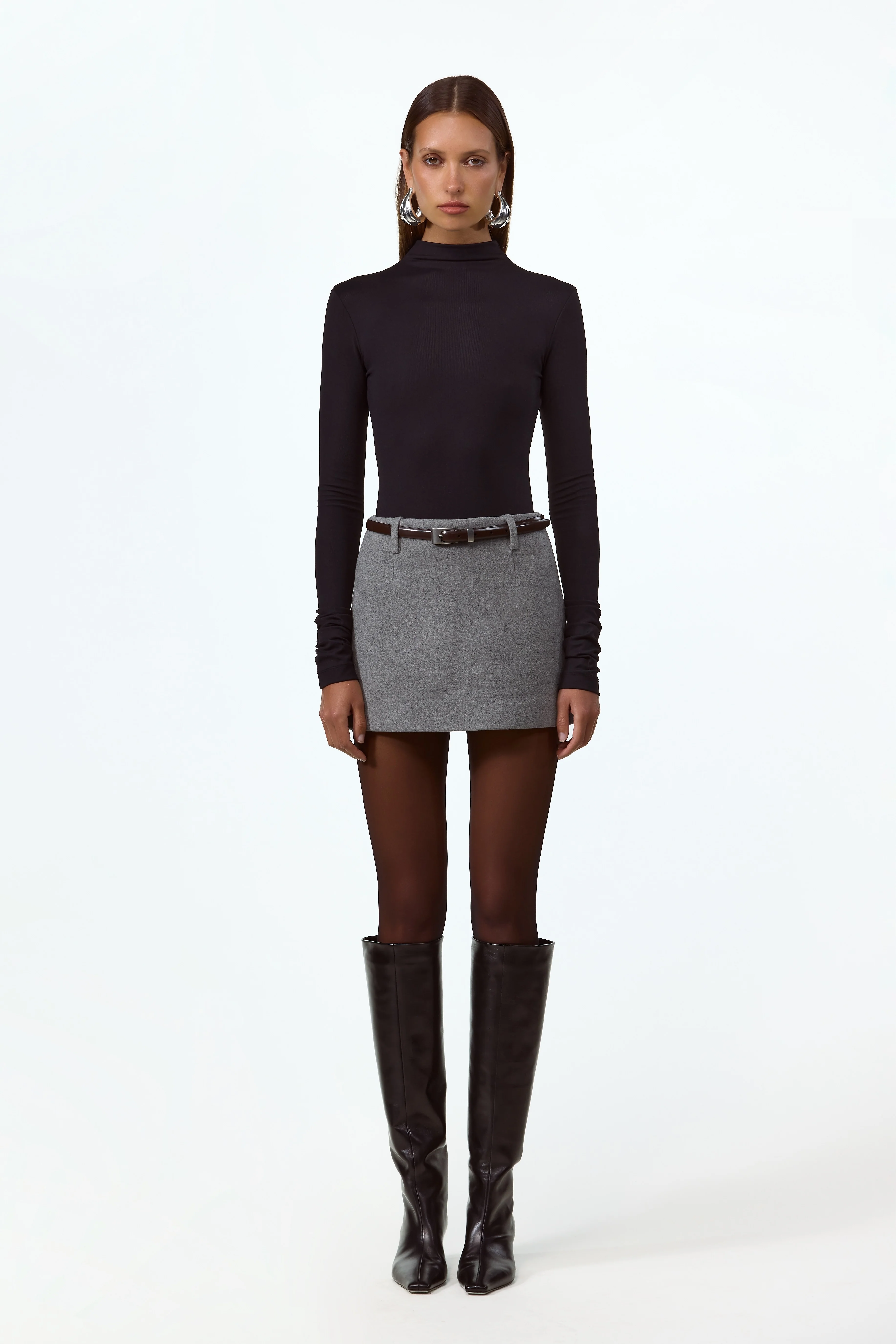 Wool Mini Skirt (Gray)