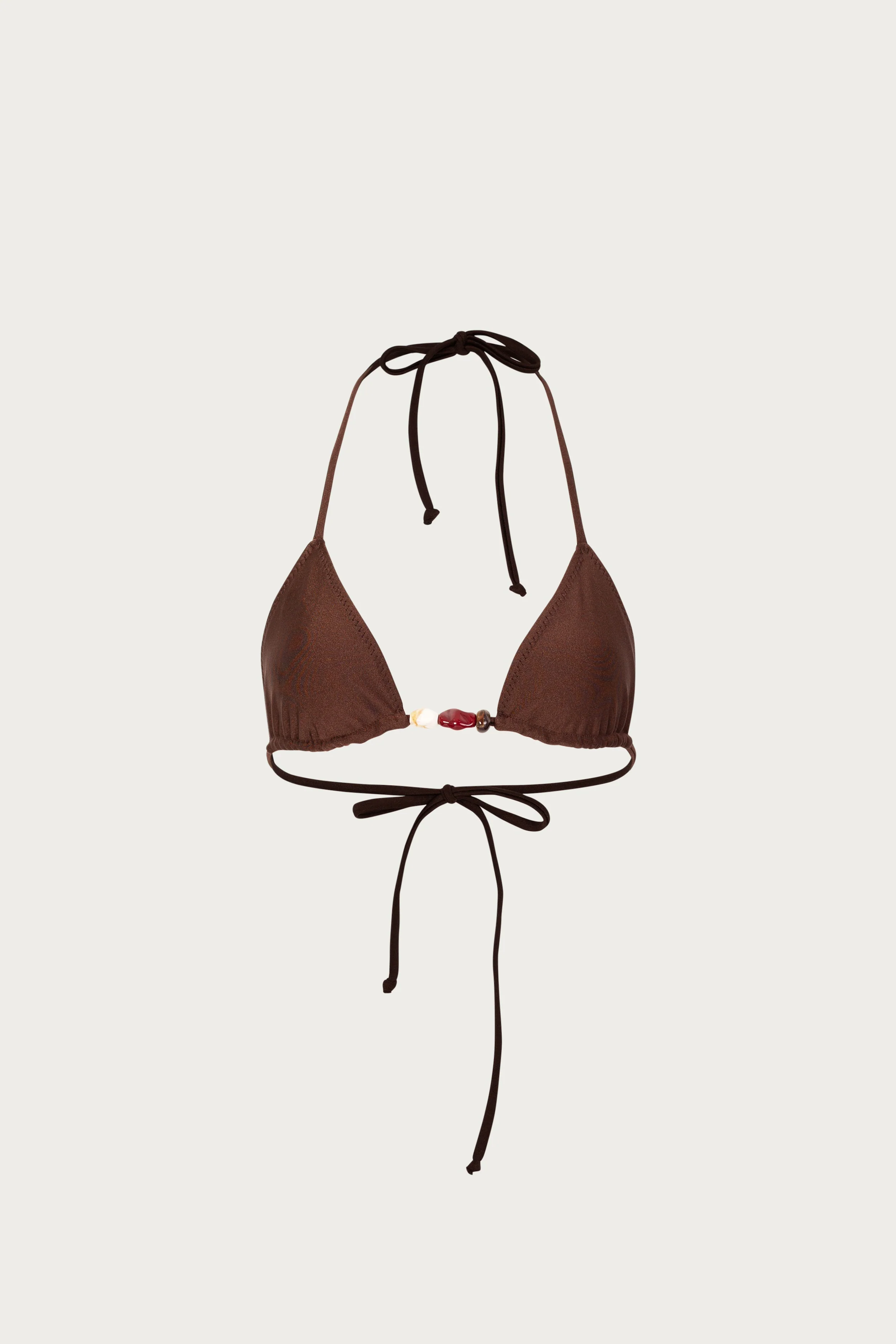 Stone Beaded Triangle Top (Chocolate Brown)
