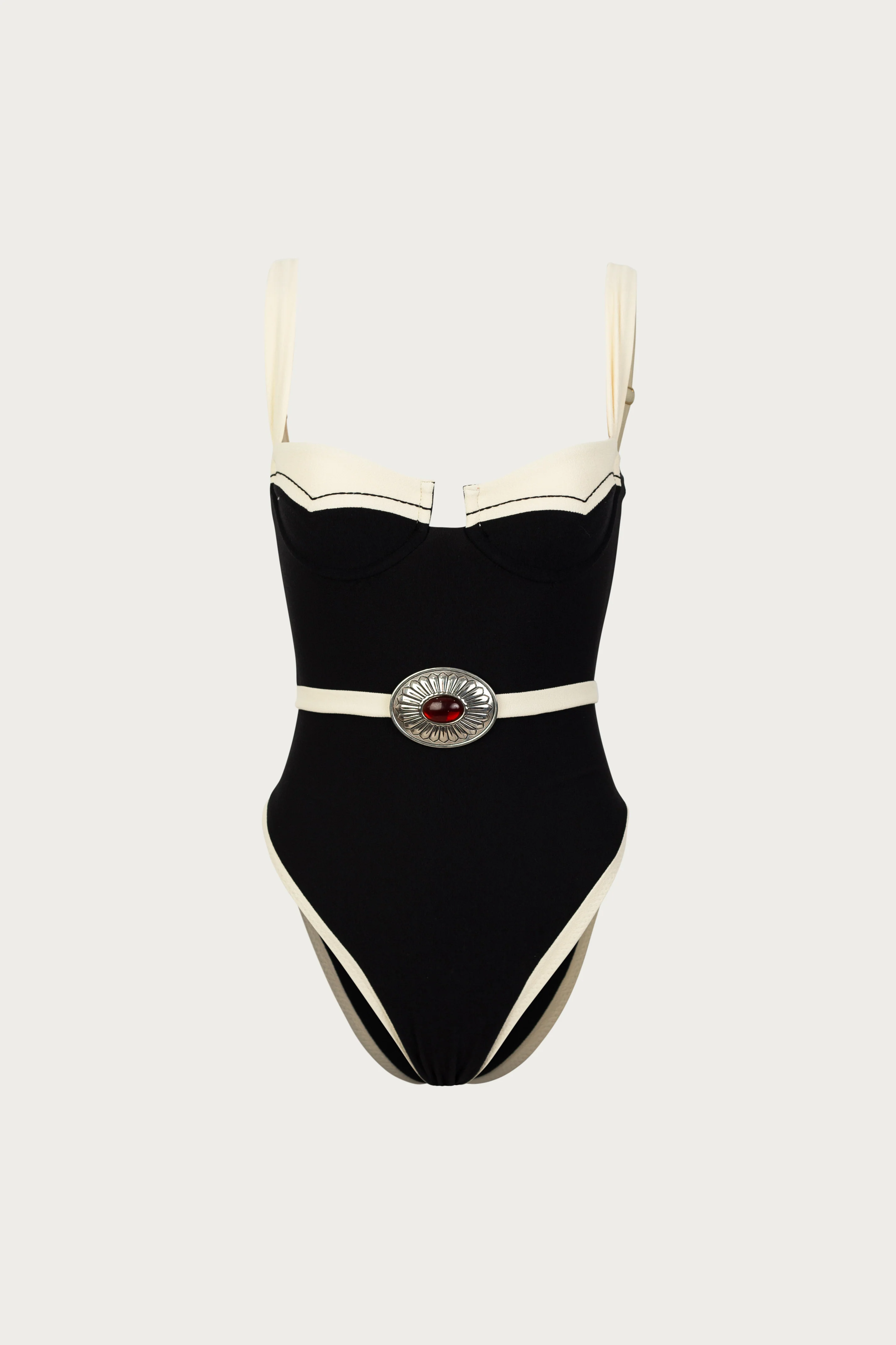 Western One Piece (Faux Suede Black/Cream)