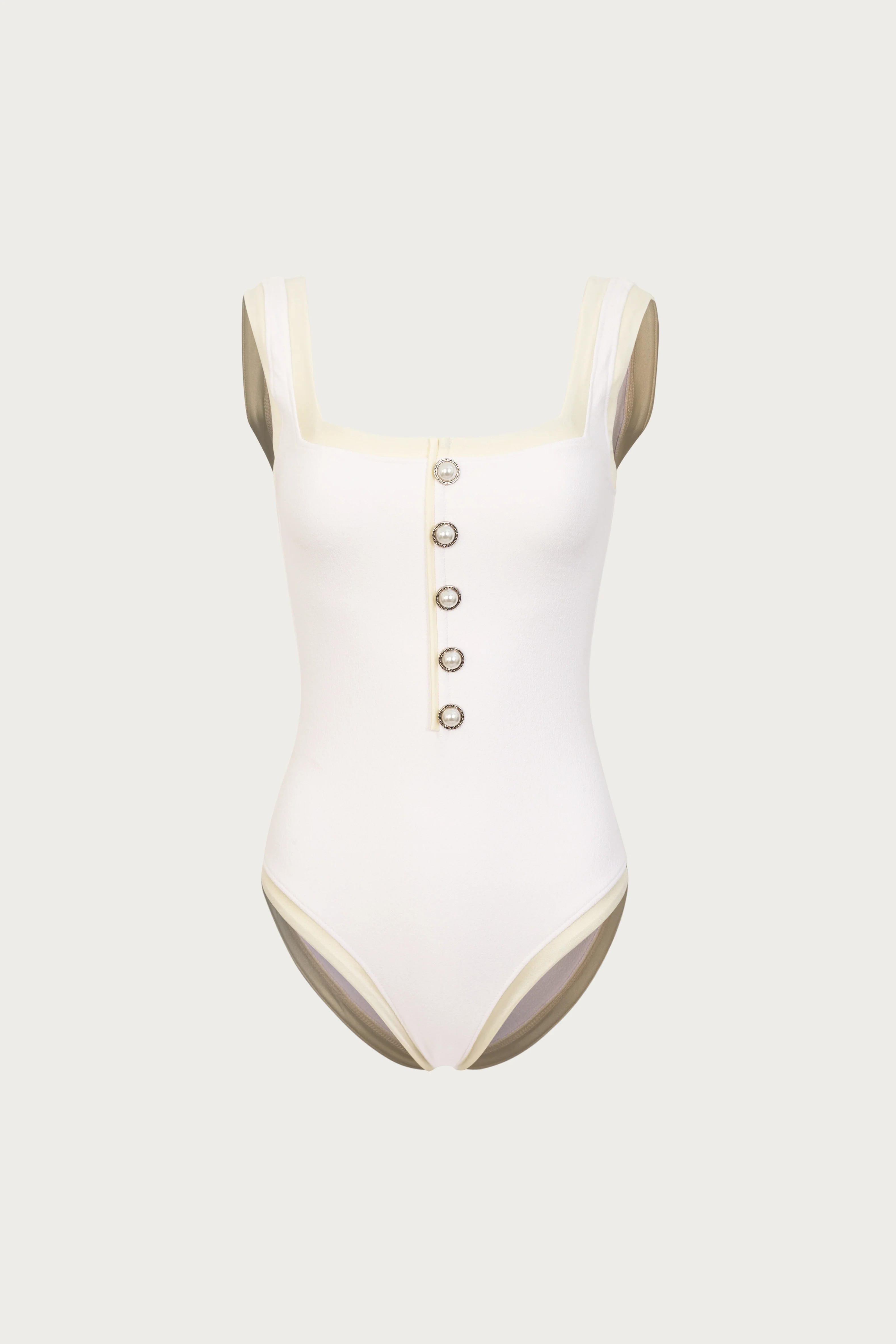 The Grace Tank One Piece (Faux Suede White/Cream)