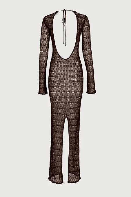 Keyhole Crochet Dress (Chocolate Brown/Black) 4 Keyhole Crochet Dress (Chocolate Brown/Black)