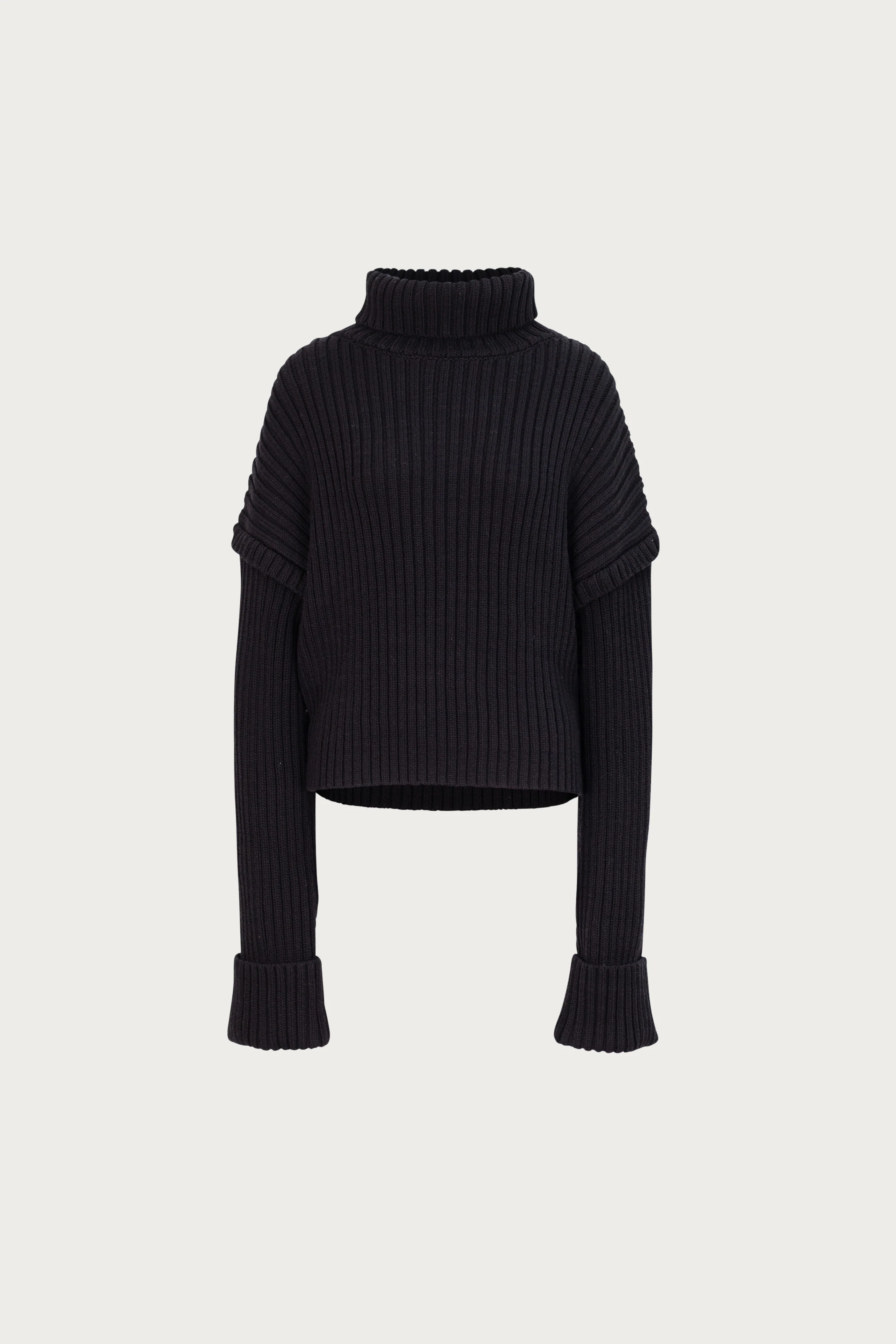 Oversized Ribbed Wool Sweater (Black)