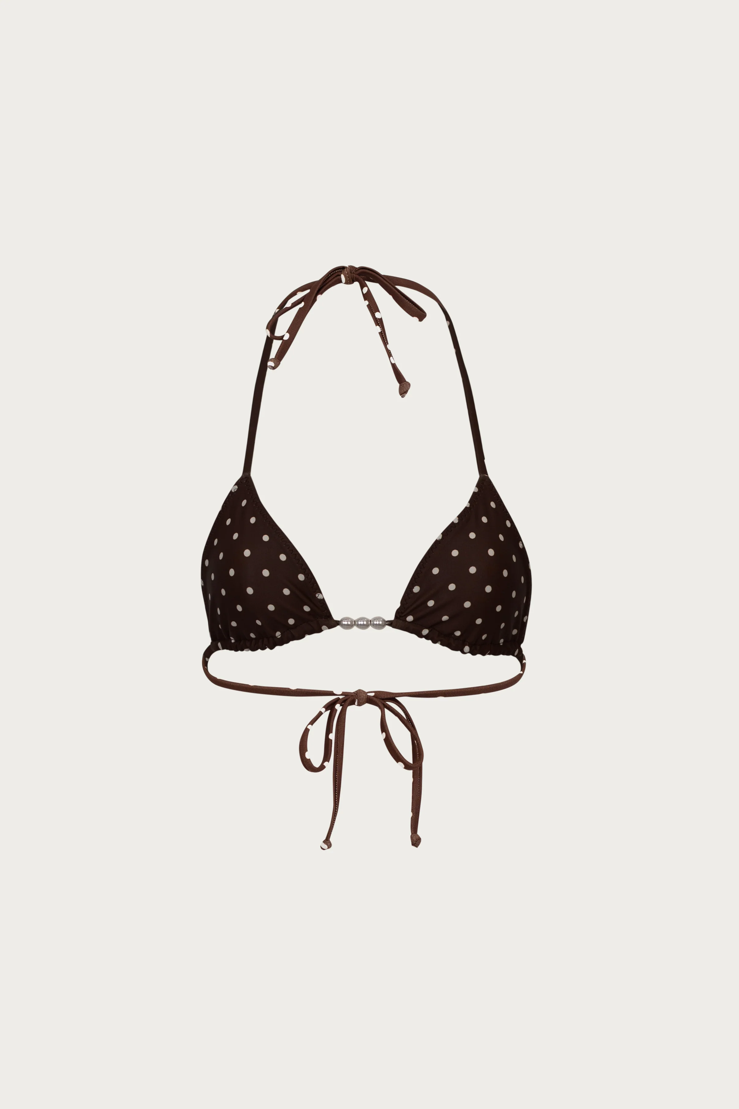 Beaded Triangle Top (Brown Cream Polka Dot)