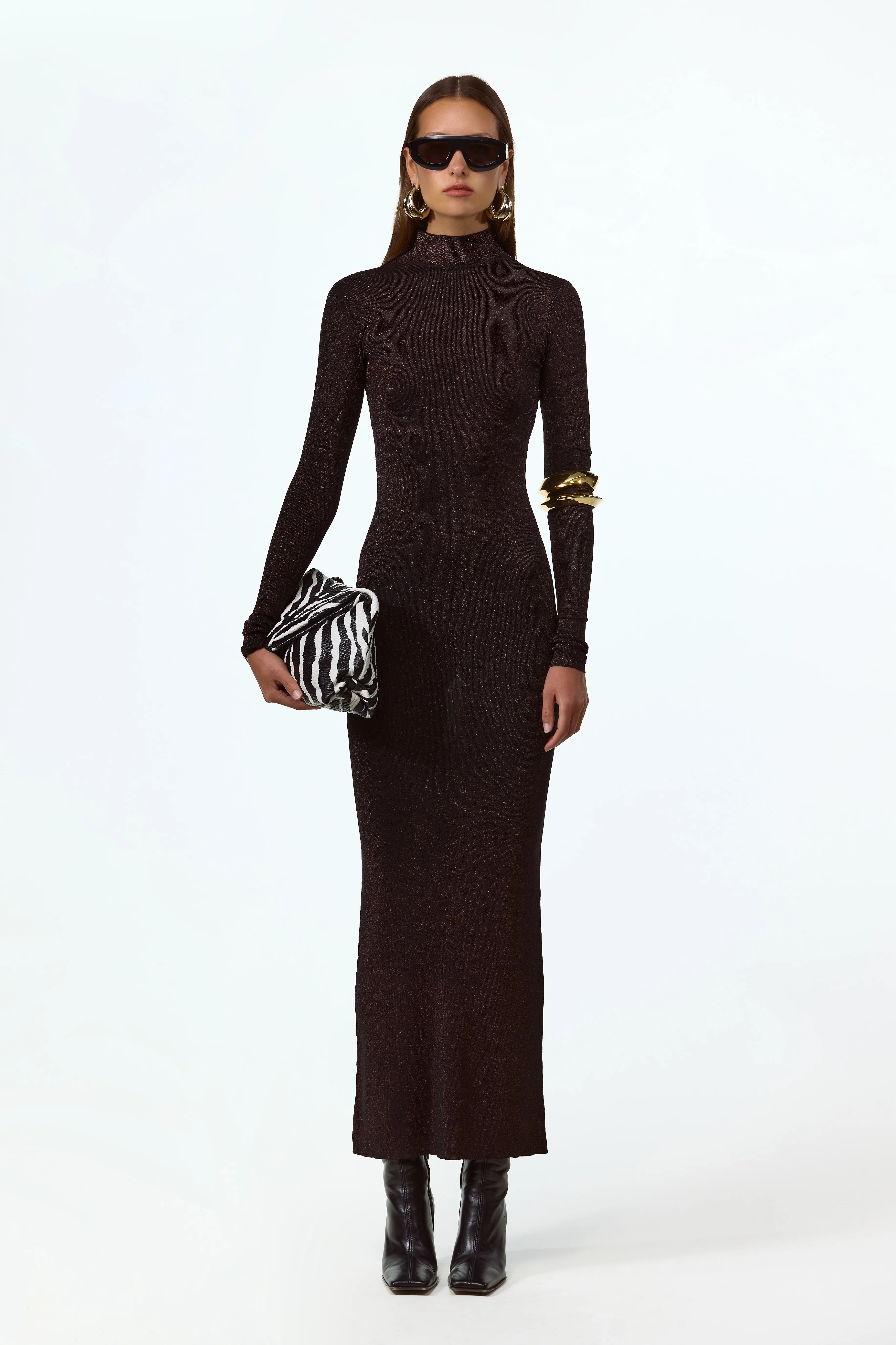 Shimmer Mockneck Dress (Black)