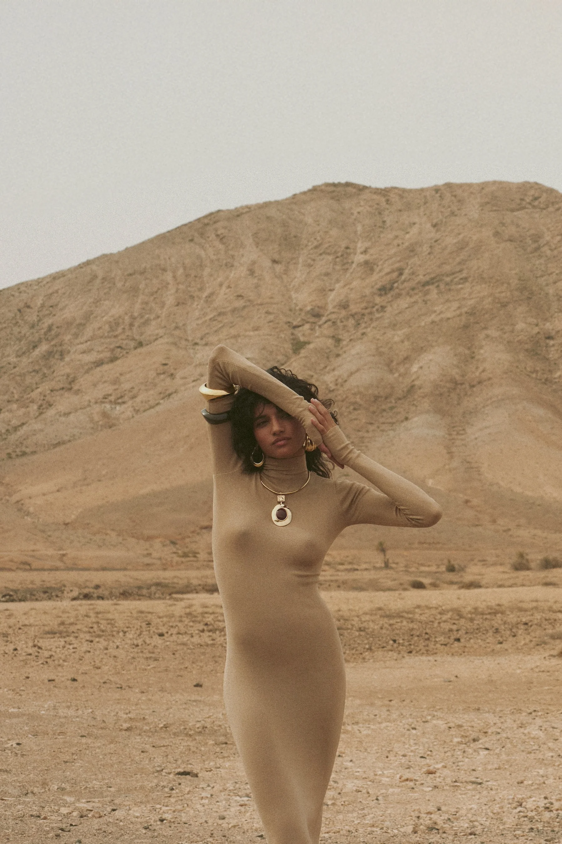Shimmer Mockneck Dress (Gold)