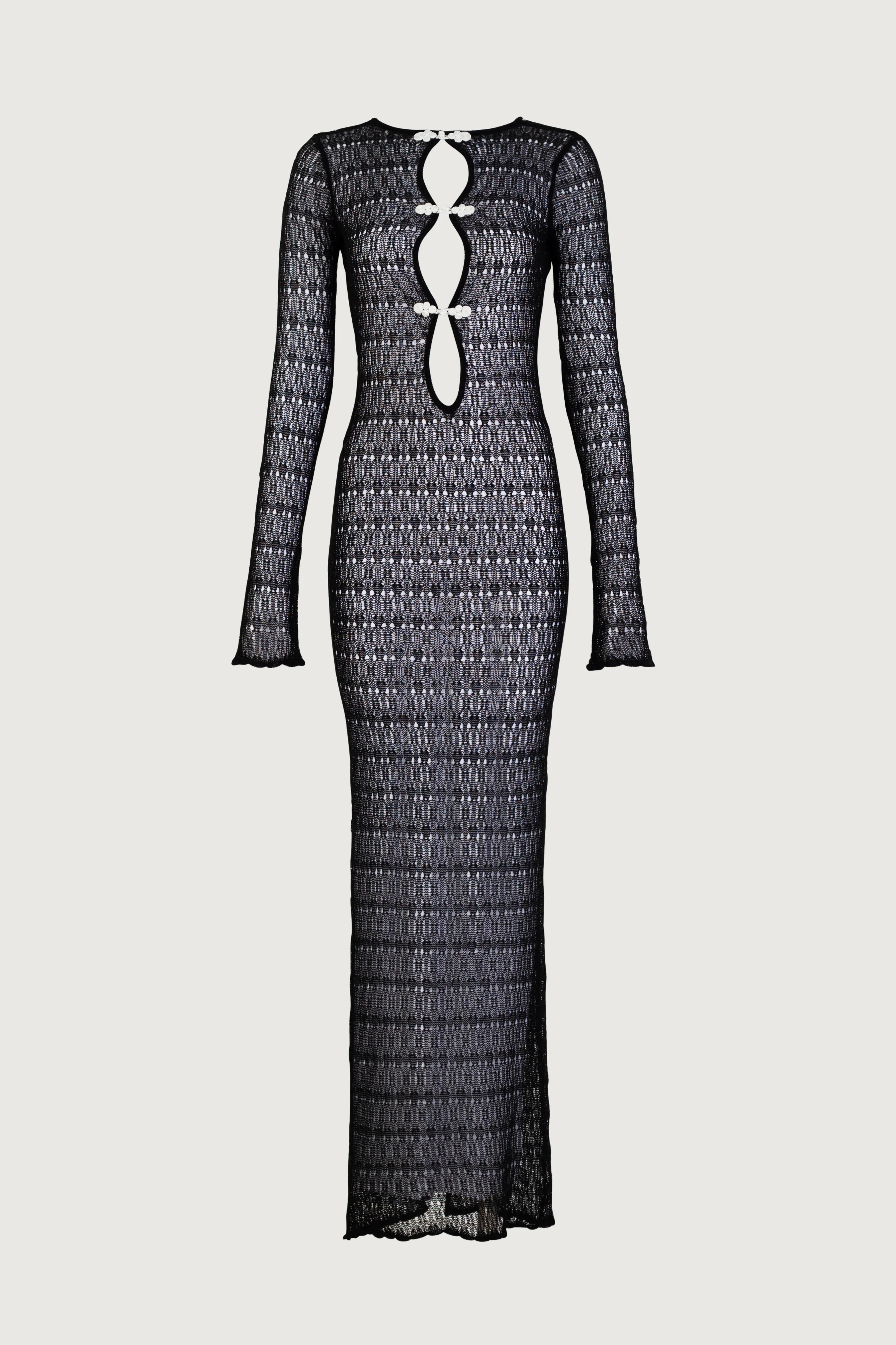 Keyhole Crochet Dress (Black/Cream)