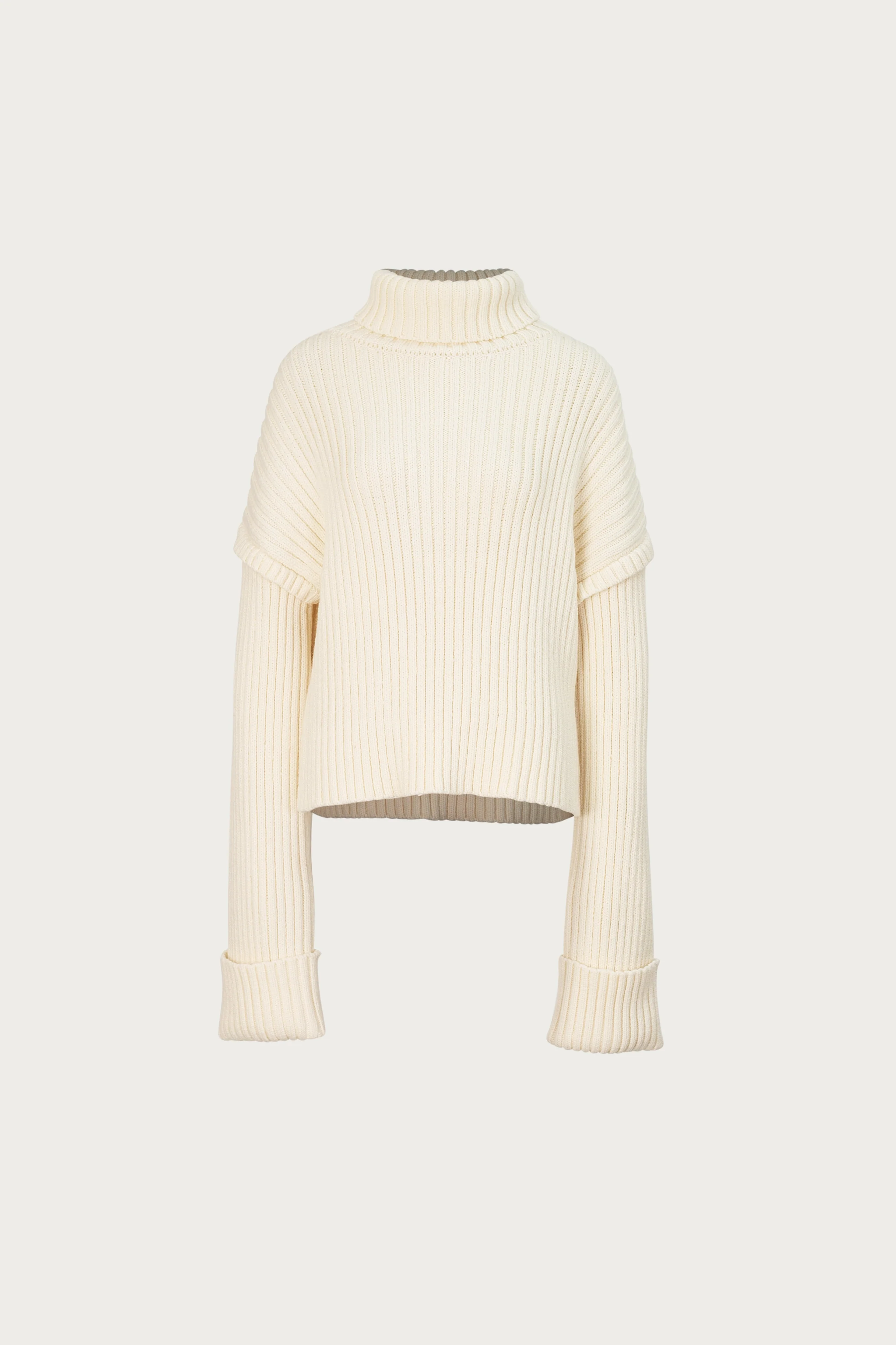 Oversized Ribbed Wool Sweater (Cream)