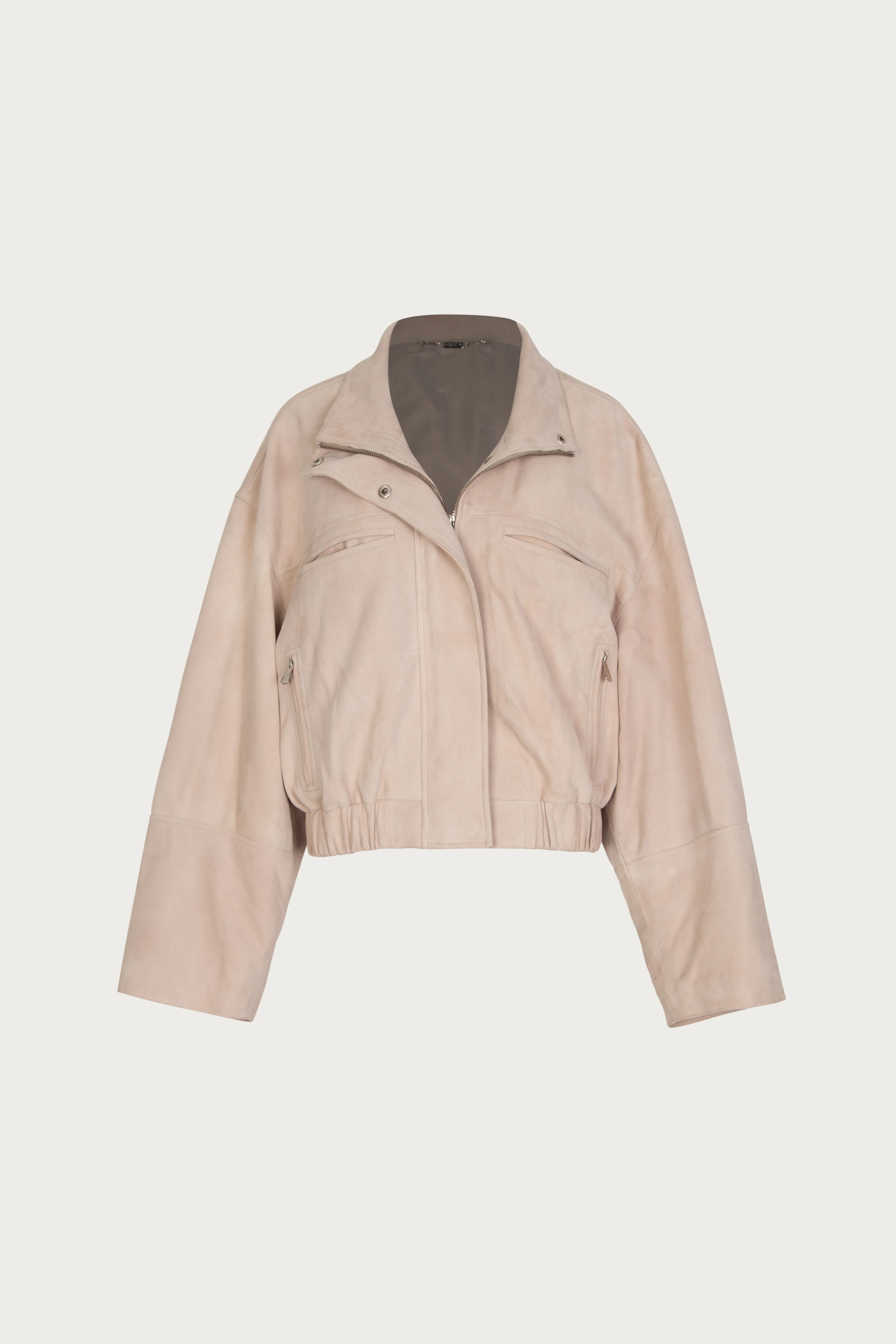 The Suede Bomber Jacket (Taupe)