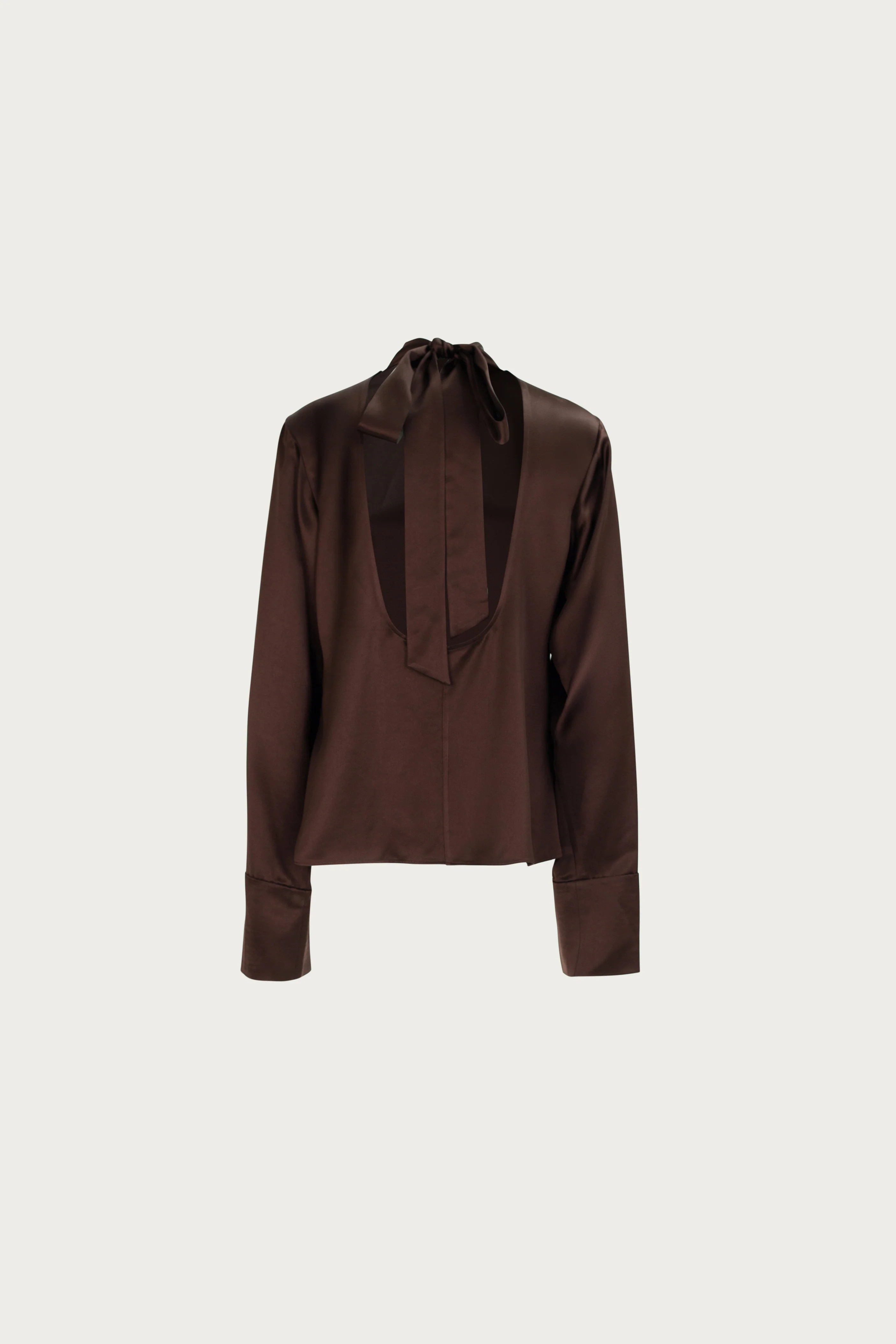 Satin Long Sleeve Blouse (Chocolate Brown) 6 Satin Long Sleeve Blouse (Chocolate Brown)