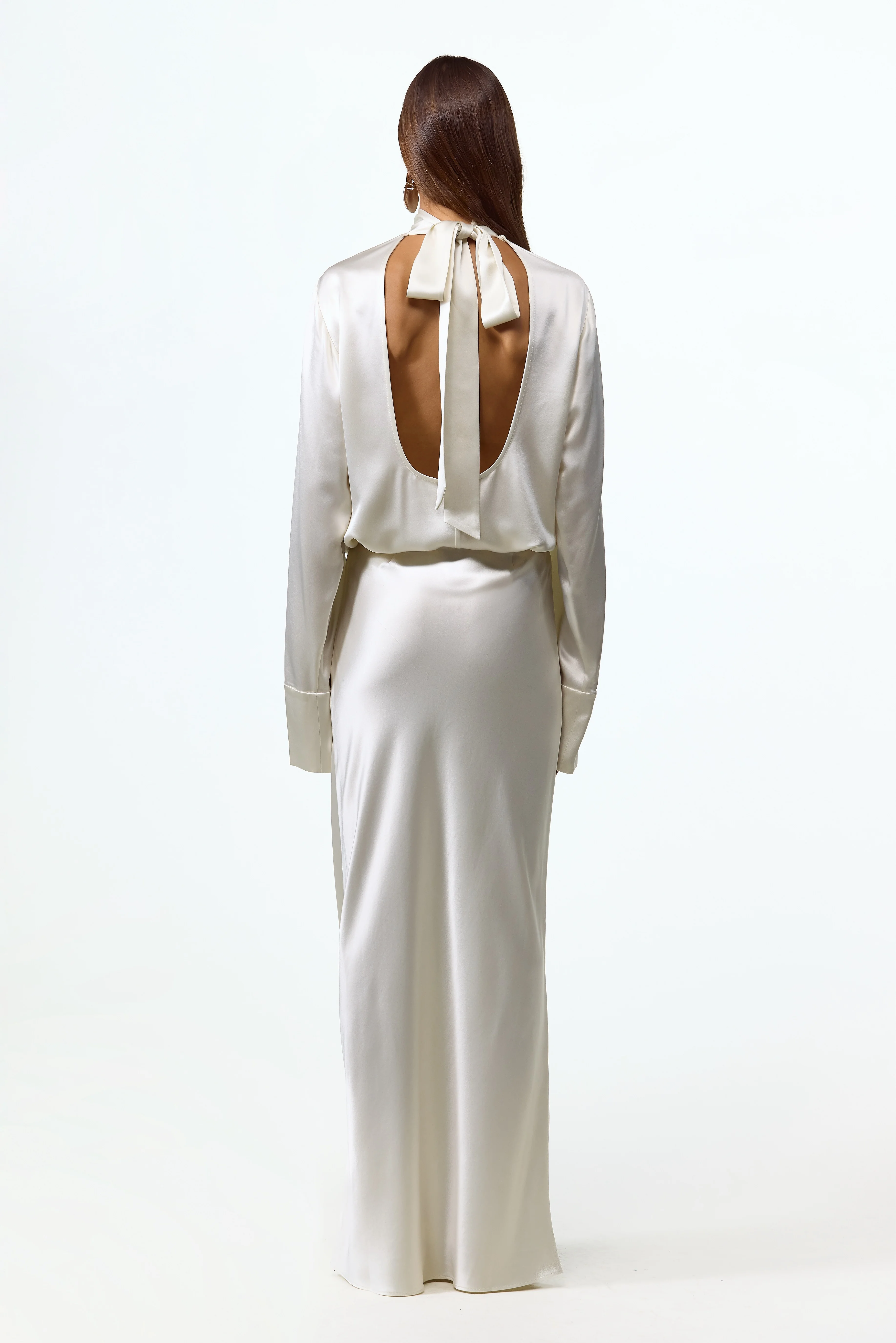Satin Long Sleeve Blouse (Cream) 5 Satin Long Sleeve Blouse (Cream)