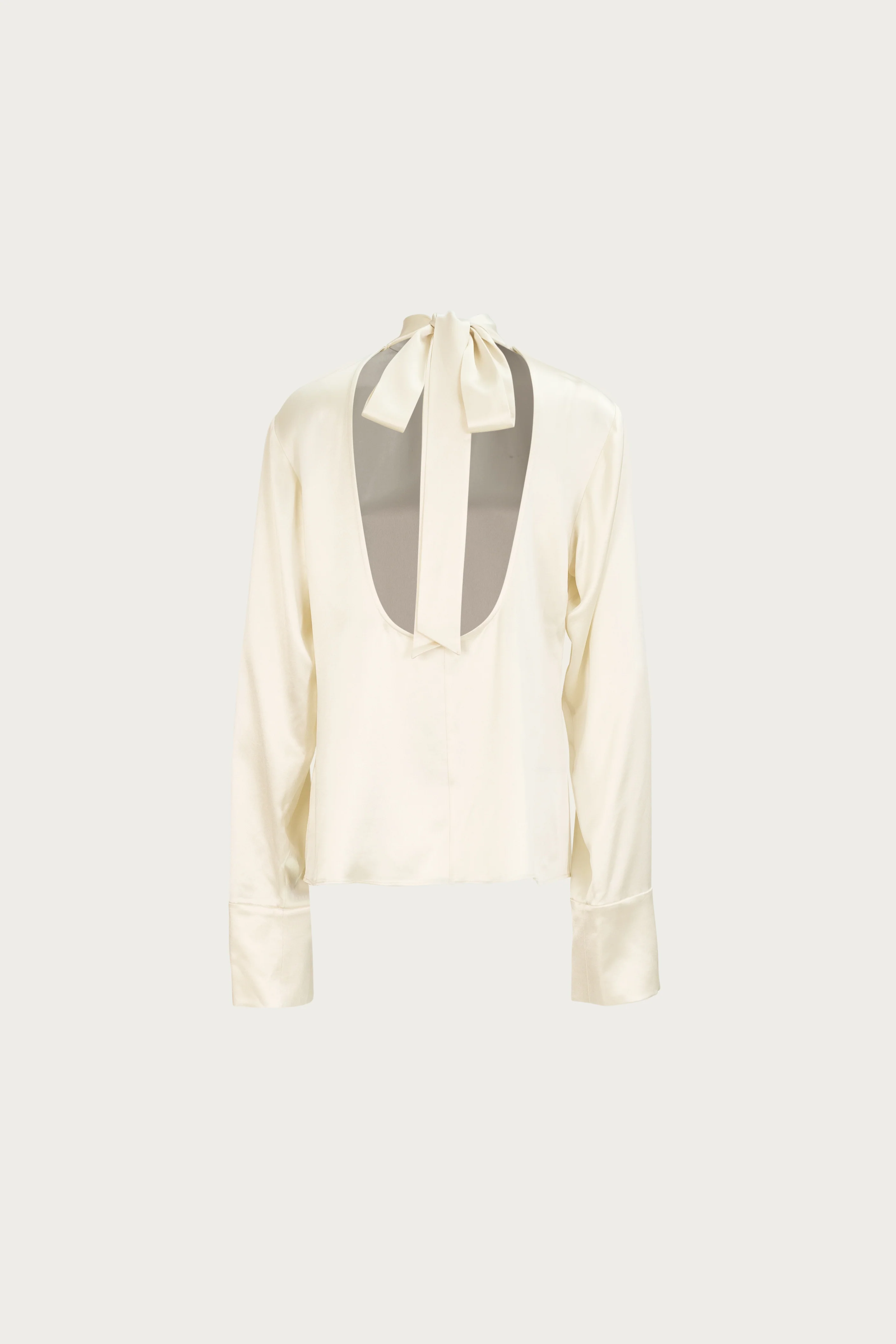 Satin Long Sleeve Blouse (Cream) 6 Satin Long Sleeve Blouse (Cream)