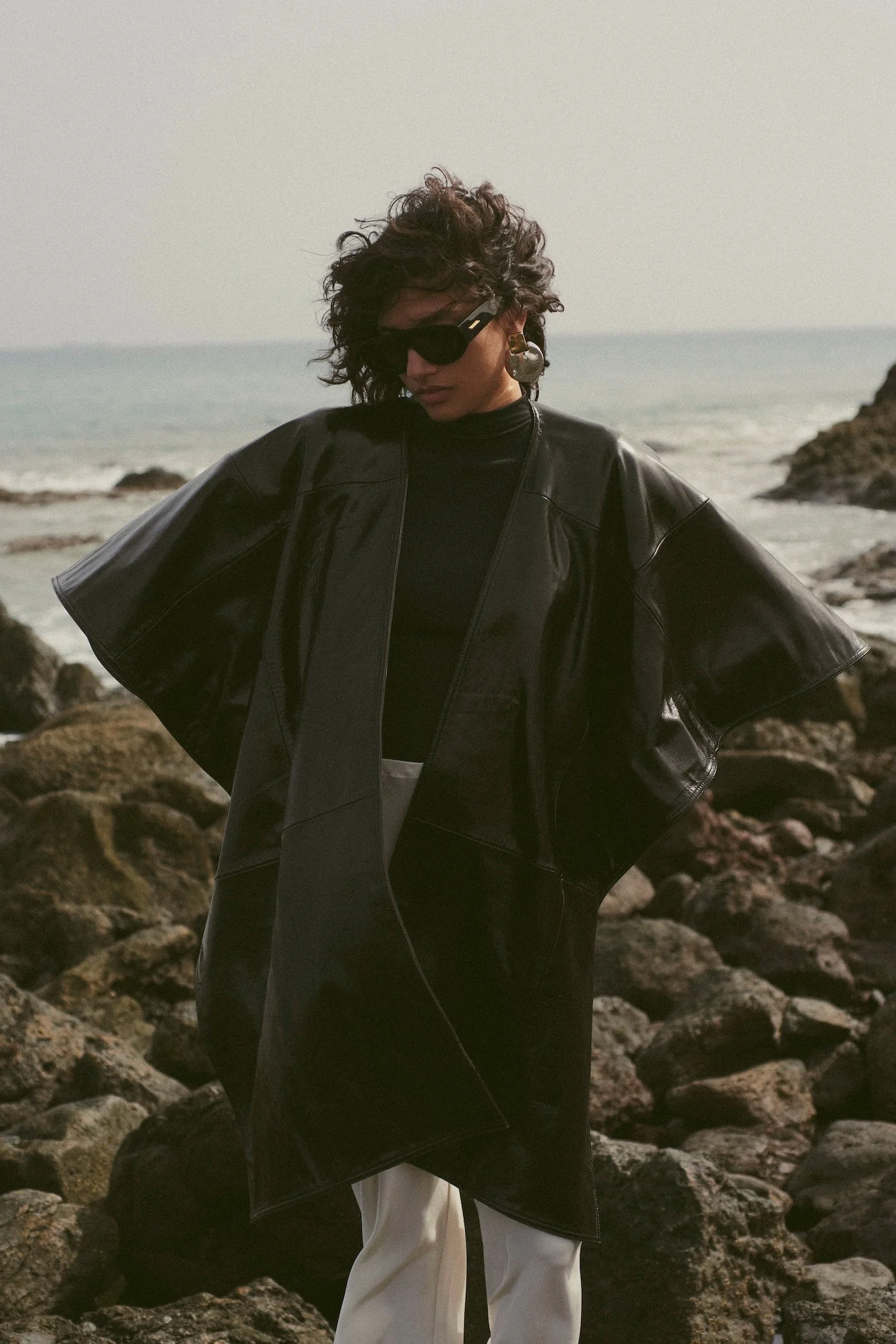Leather Wrap Cape (Black)