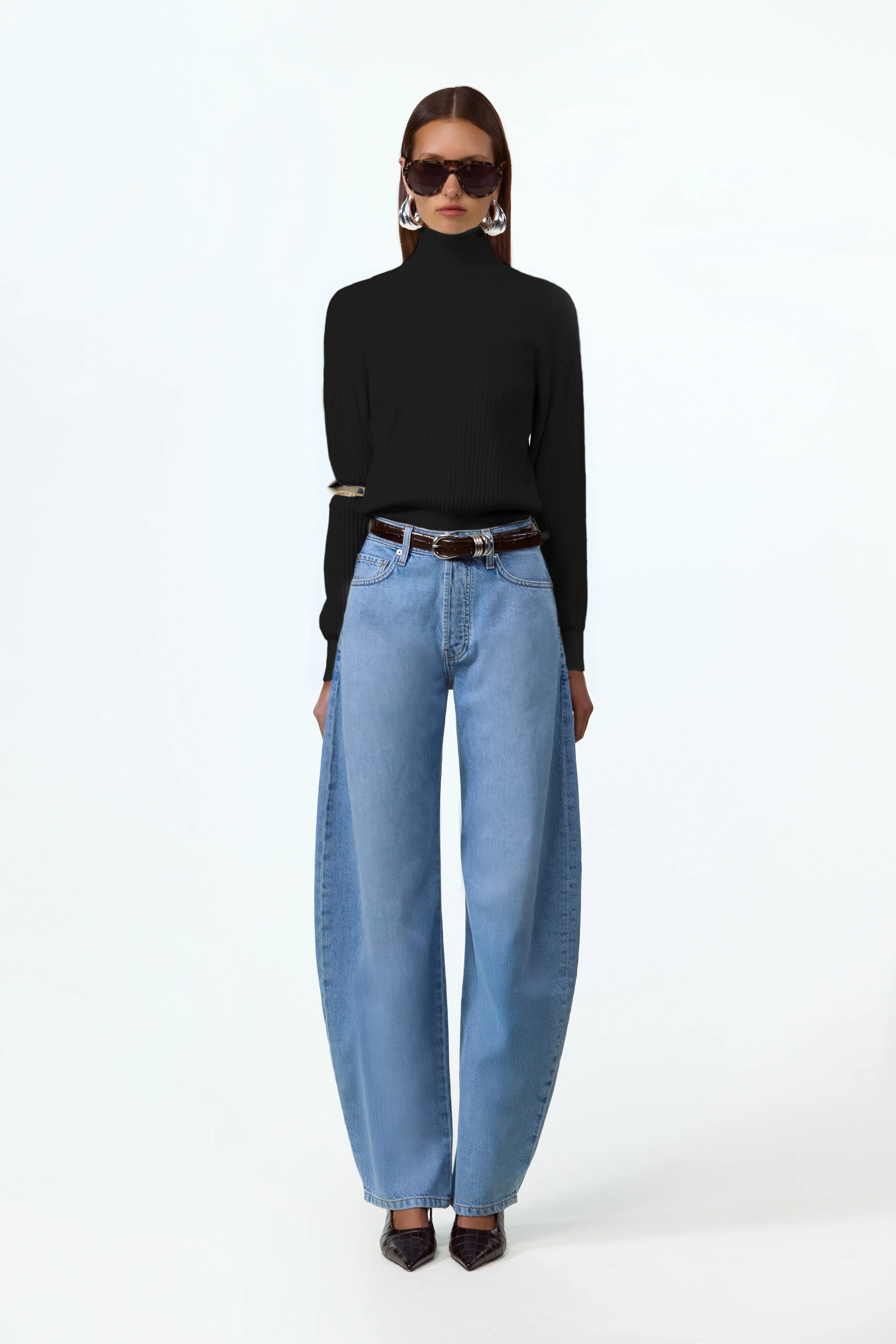 Home 5 Relaxed Ribbed Turtleneck (Black)
