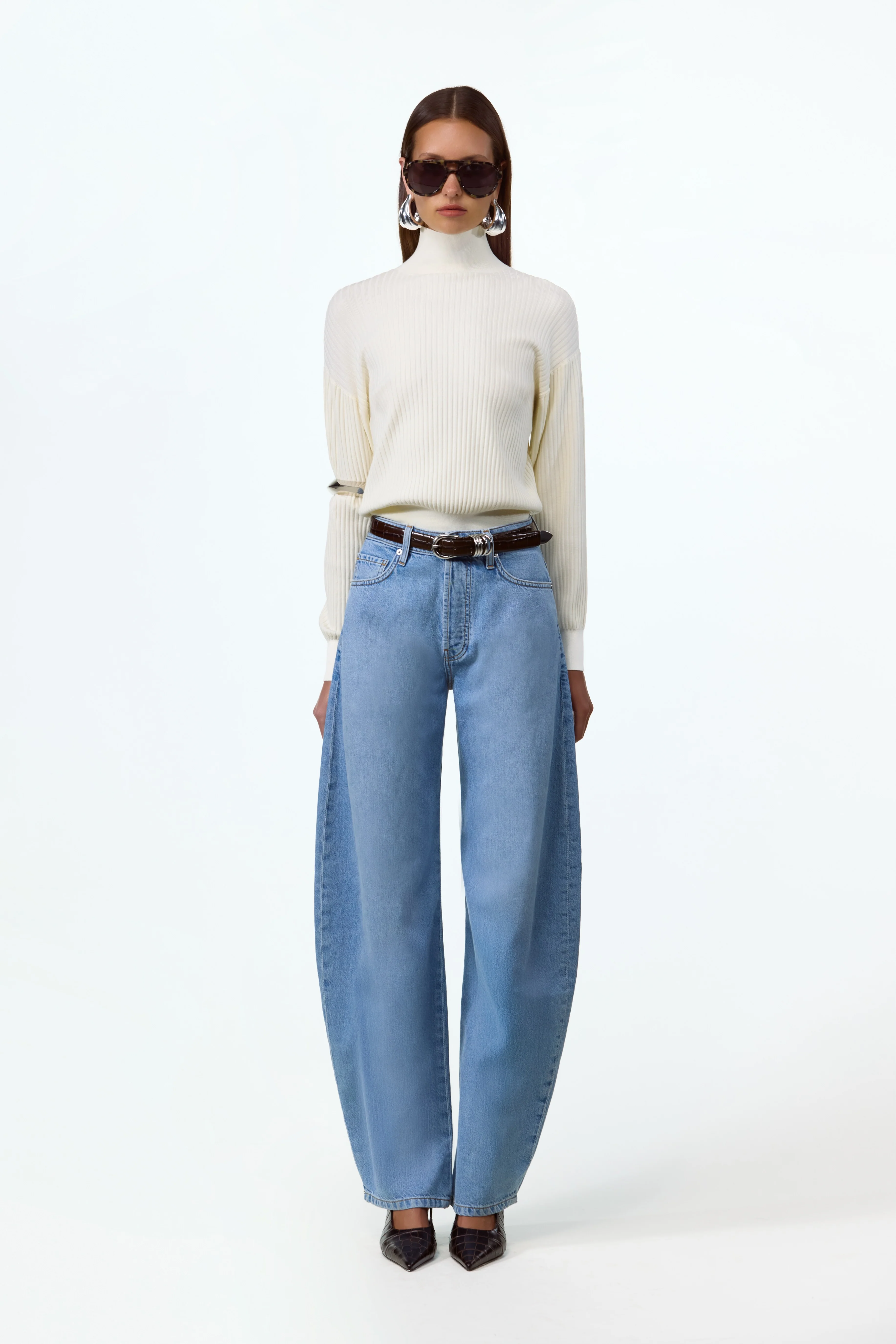 Home 1 Relaxed Ribbed Turtleneck (Cream)