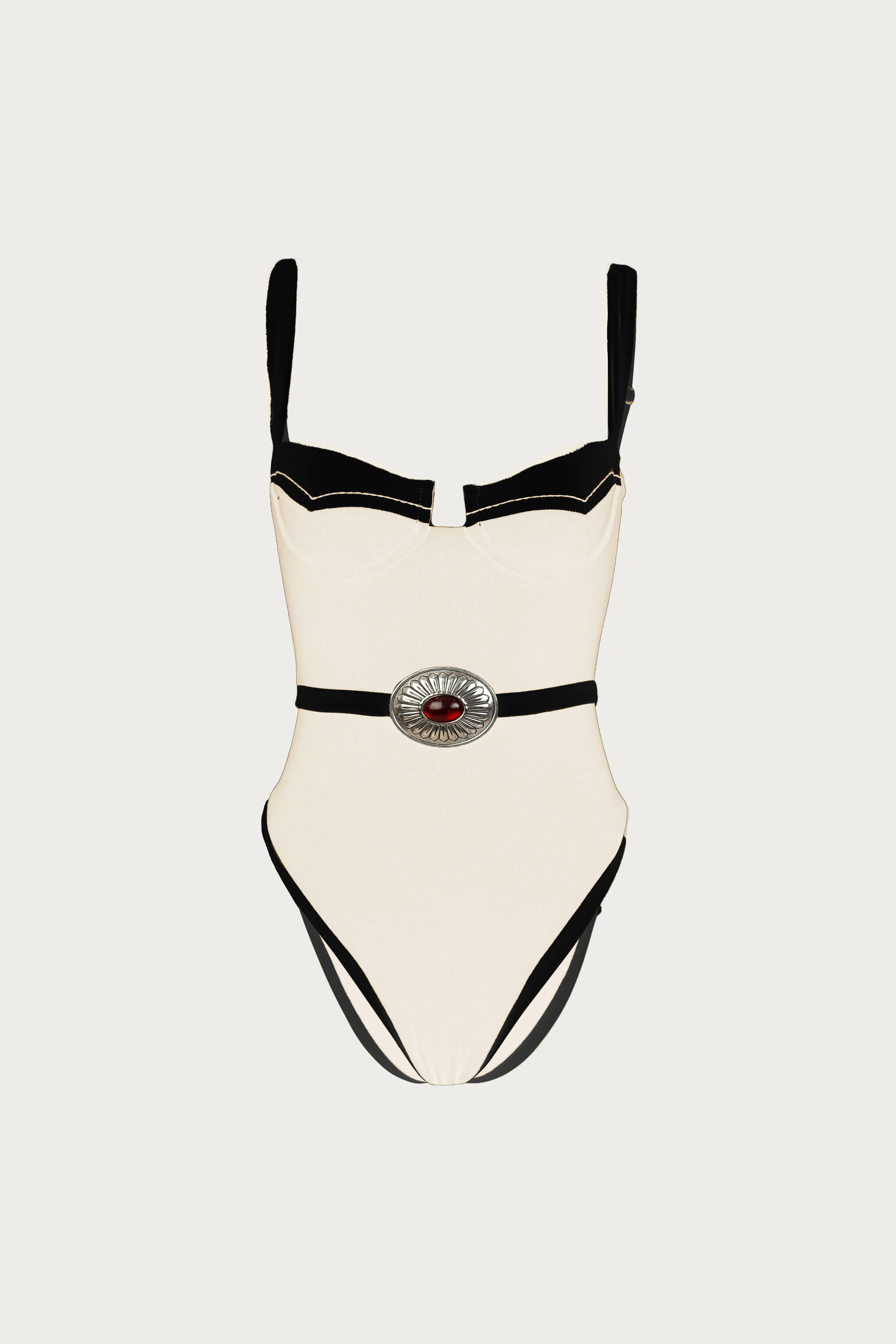 Western One Piece (Faux Suede Cream/Black)
