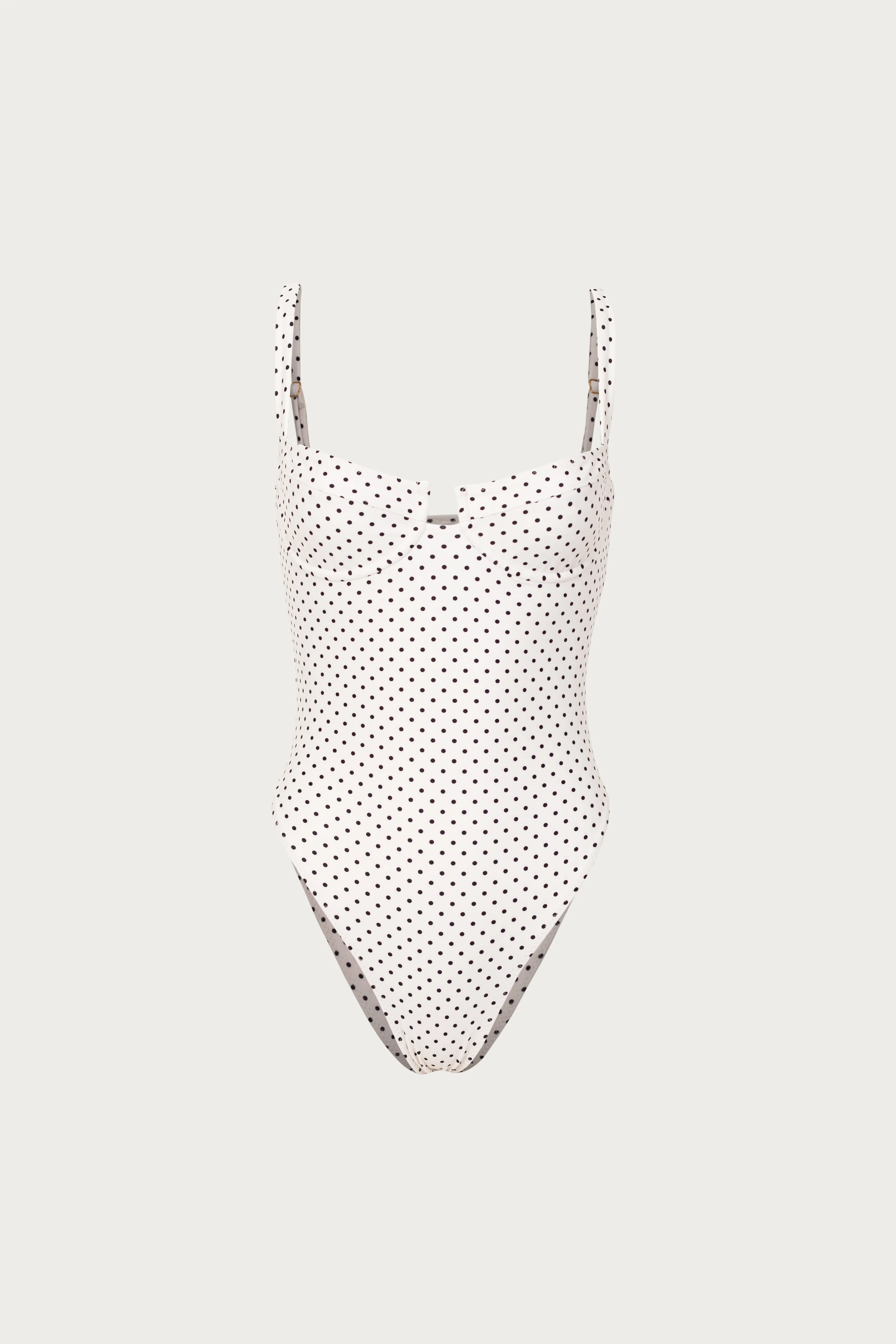Bustier One Piece (Cream Black Polka Dot)