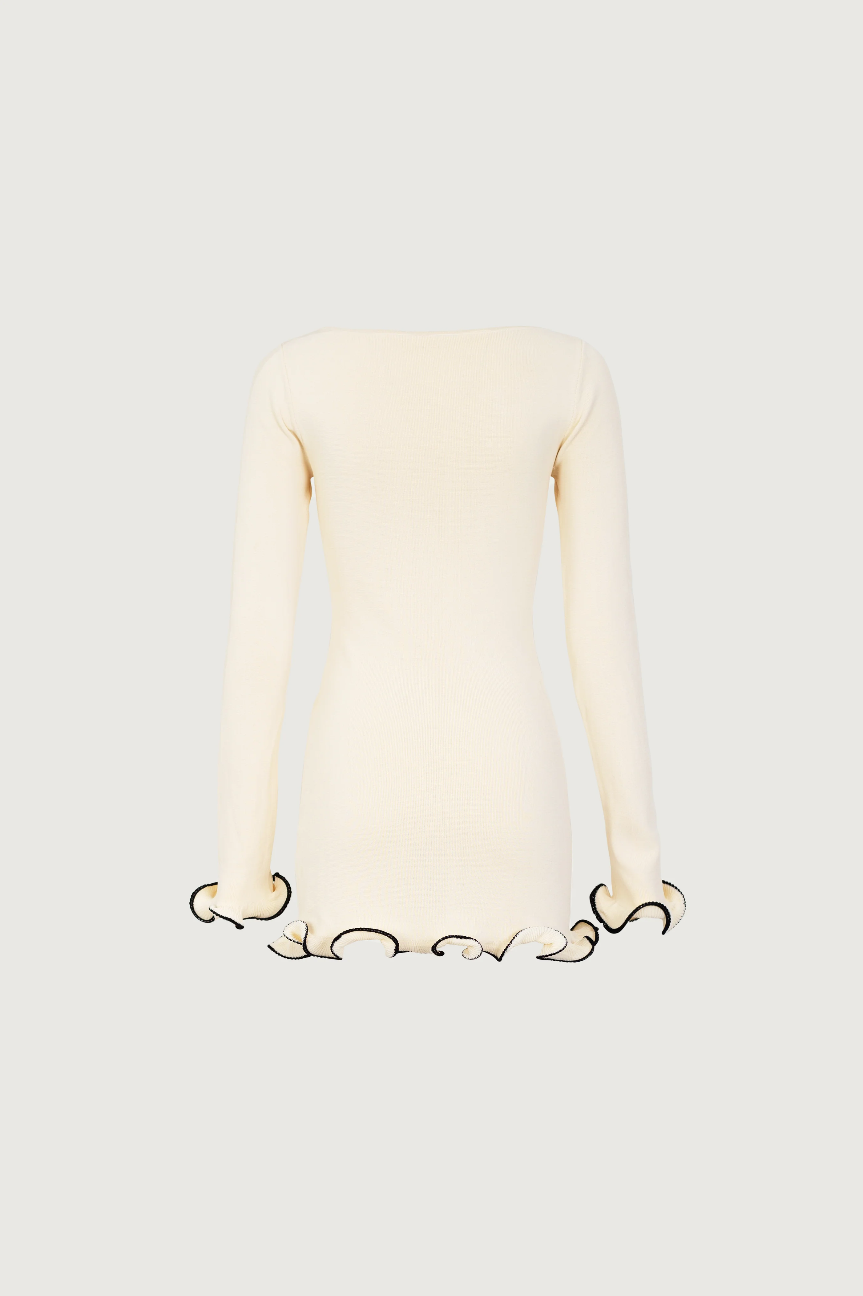 Ruffle Hem Mini Dress (Cream/Black) 5 Ruffle Hem Mini Dress (Cream/Black)