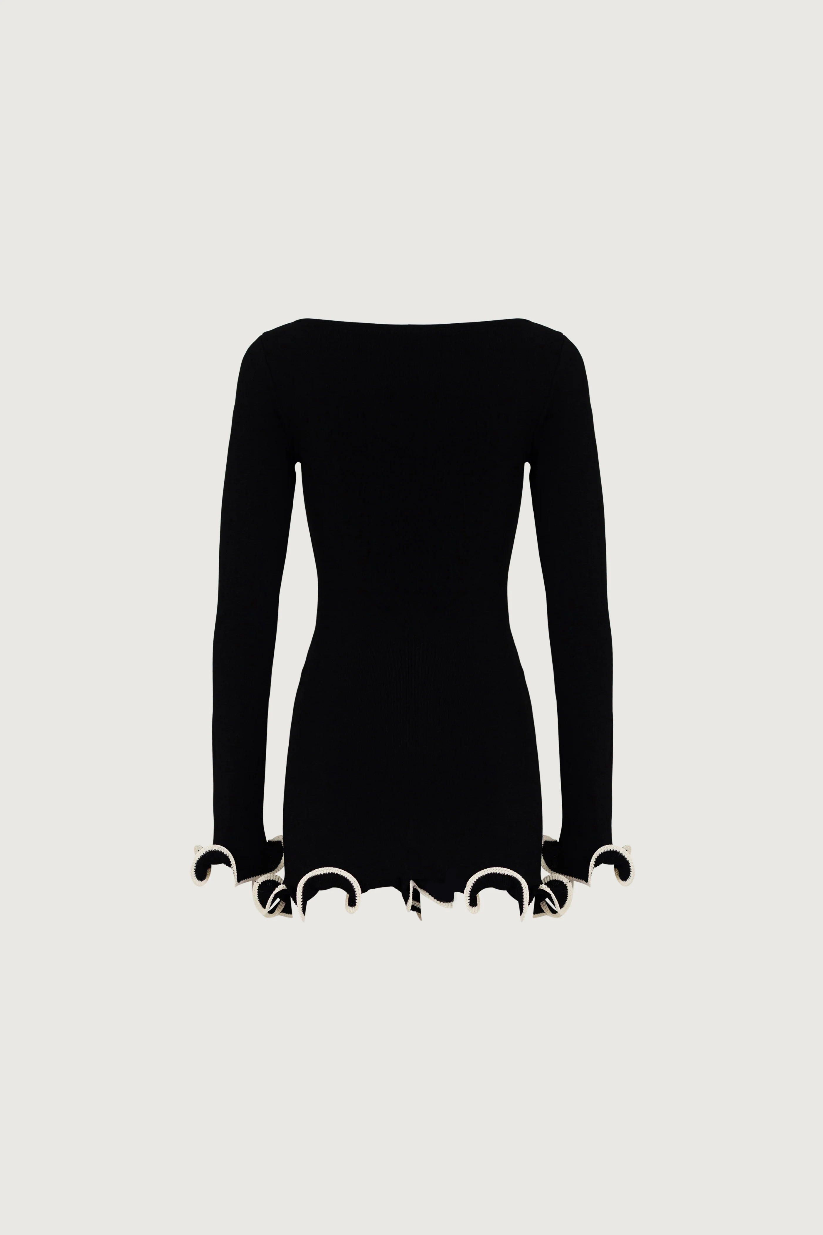 Ruffle Hem Mini Dress (Black/Cream) 6 Ruffle Hem Mini Dress (Black/Cream)