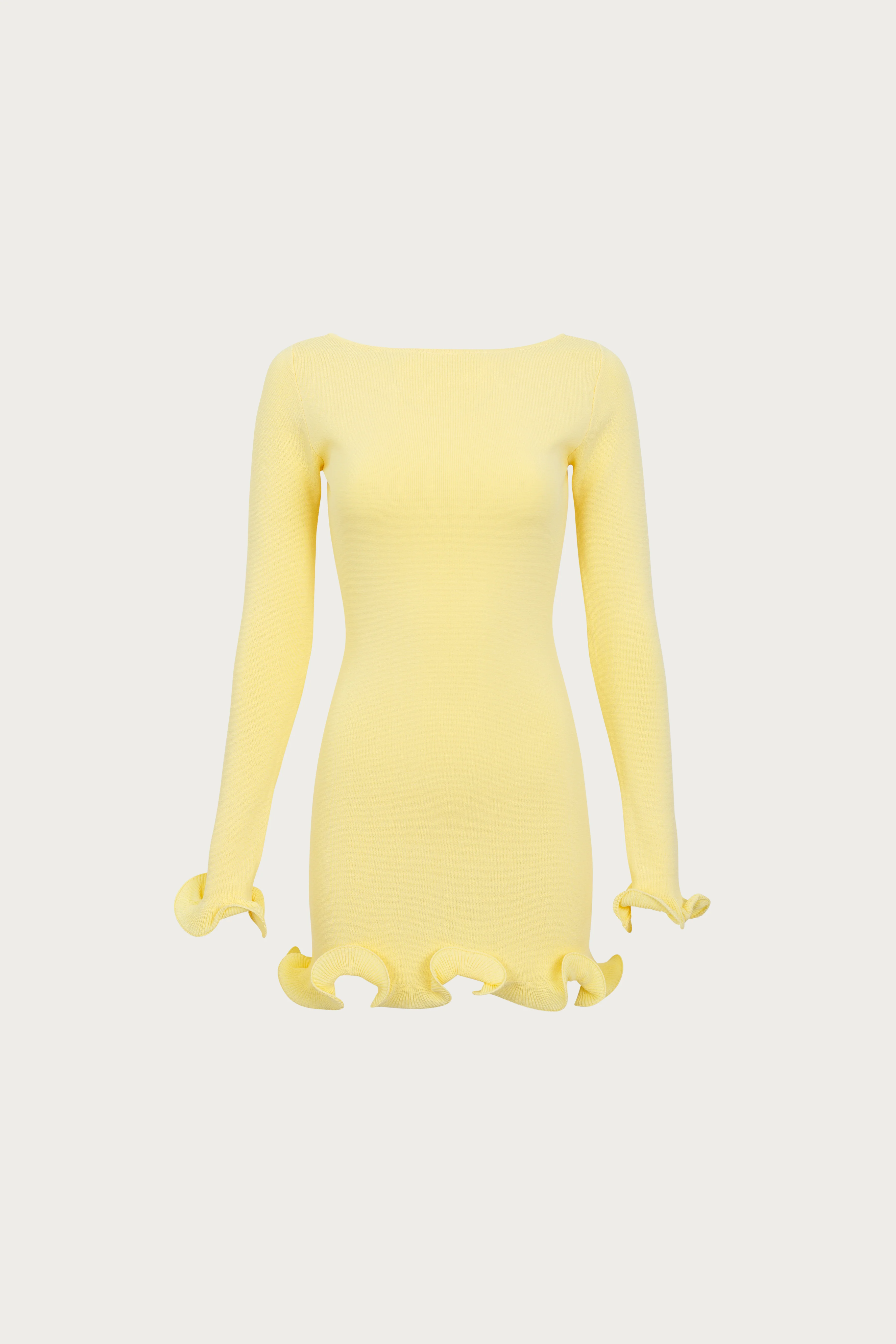 Ruffle Hem Mini Dress (Butter Yellow)