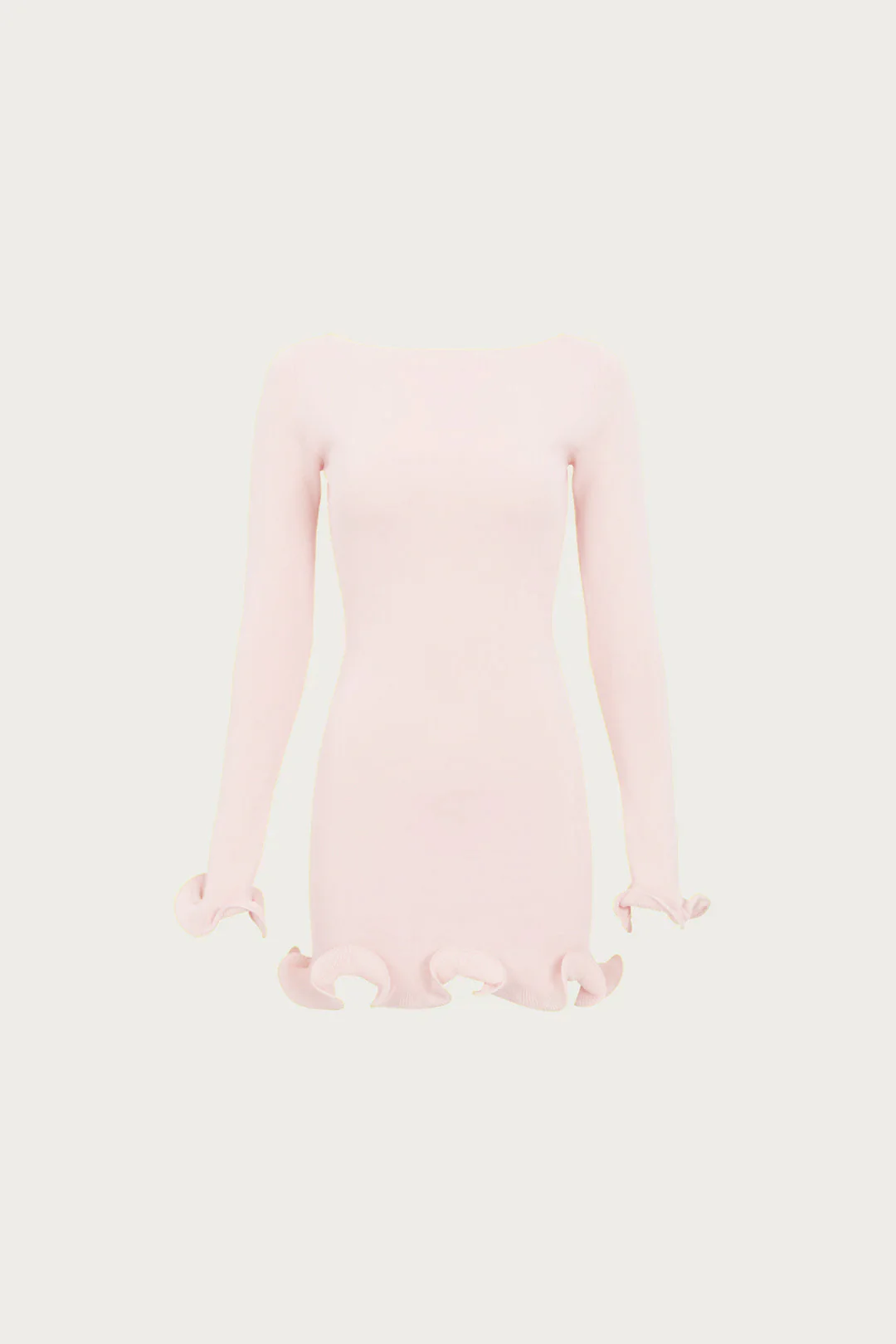 Ruffle Hem Mini Dress (Pale Pink)