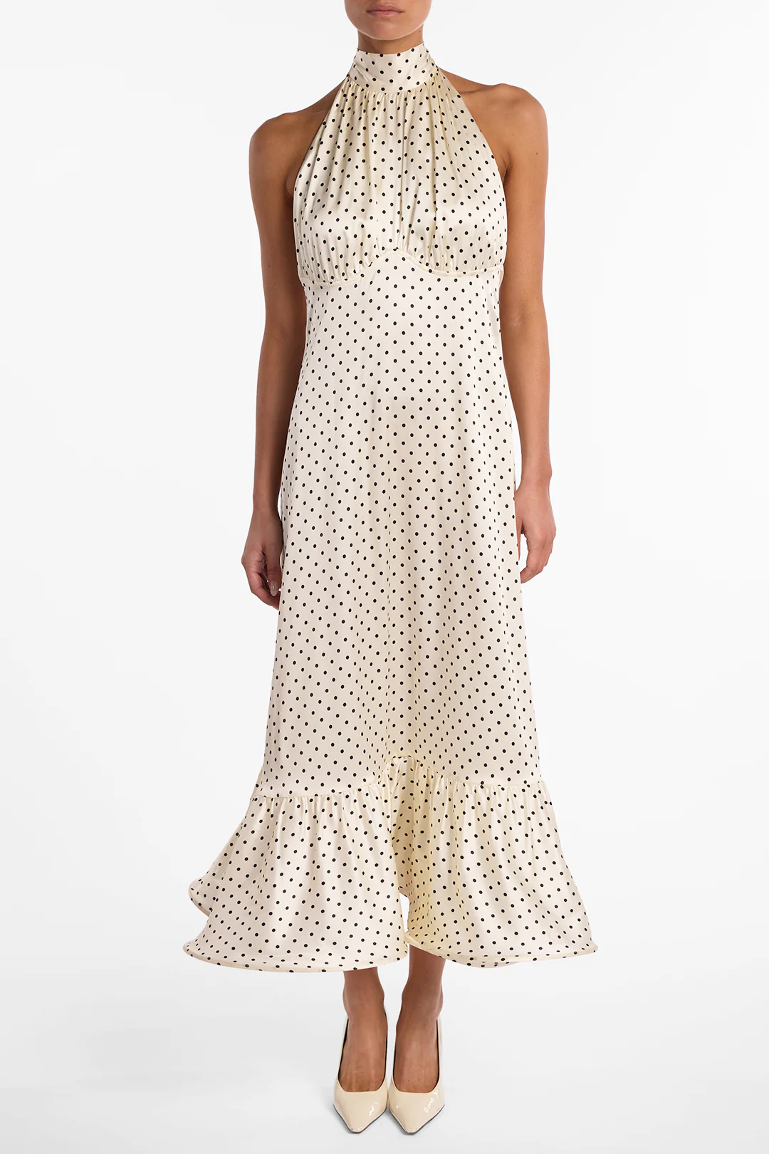 Halter Flounce Midi Dress (Cream Polka Dot) 4 Halter Flounce Midi Dress (Cream Polka Dot)