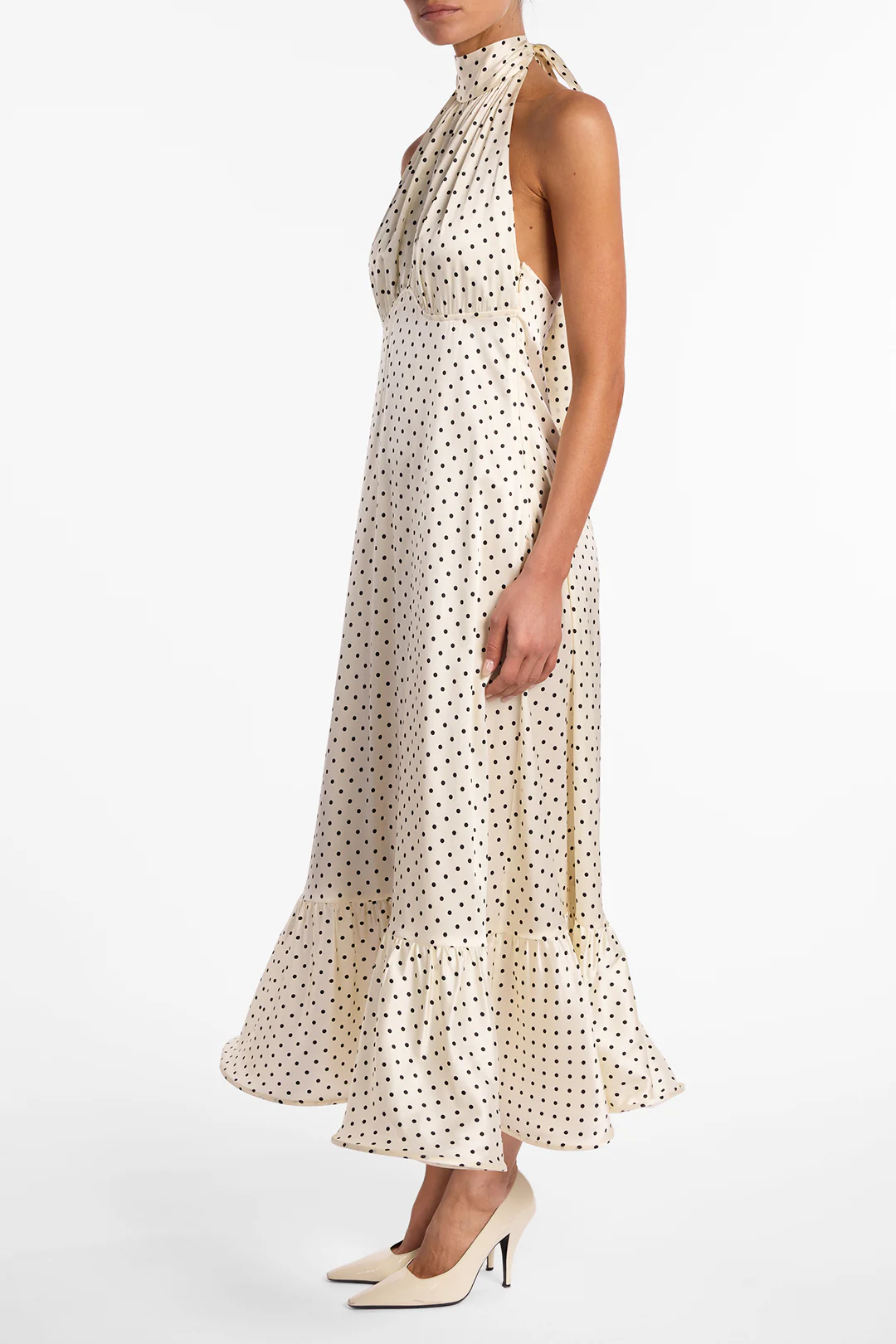 Halter Flounce Midi Dress (Cream Polka Dot) 5 Halter Flounce Midi Dress (Cream Polka Dot)