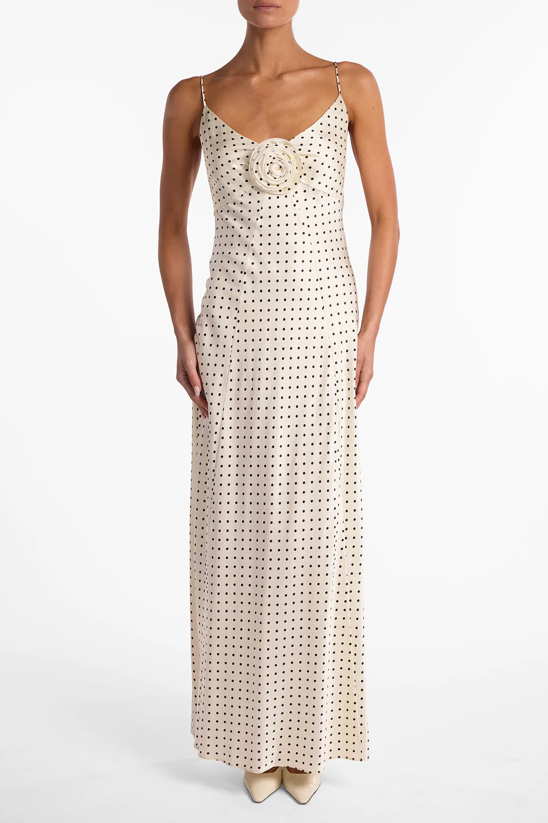 Deep V Rosette Gown (Cream Polka Dot) 4 Deep V Rosette Gown (Cream Polka Dot)