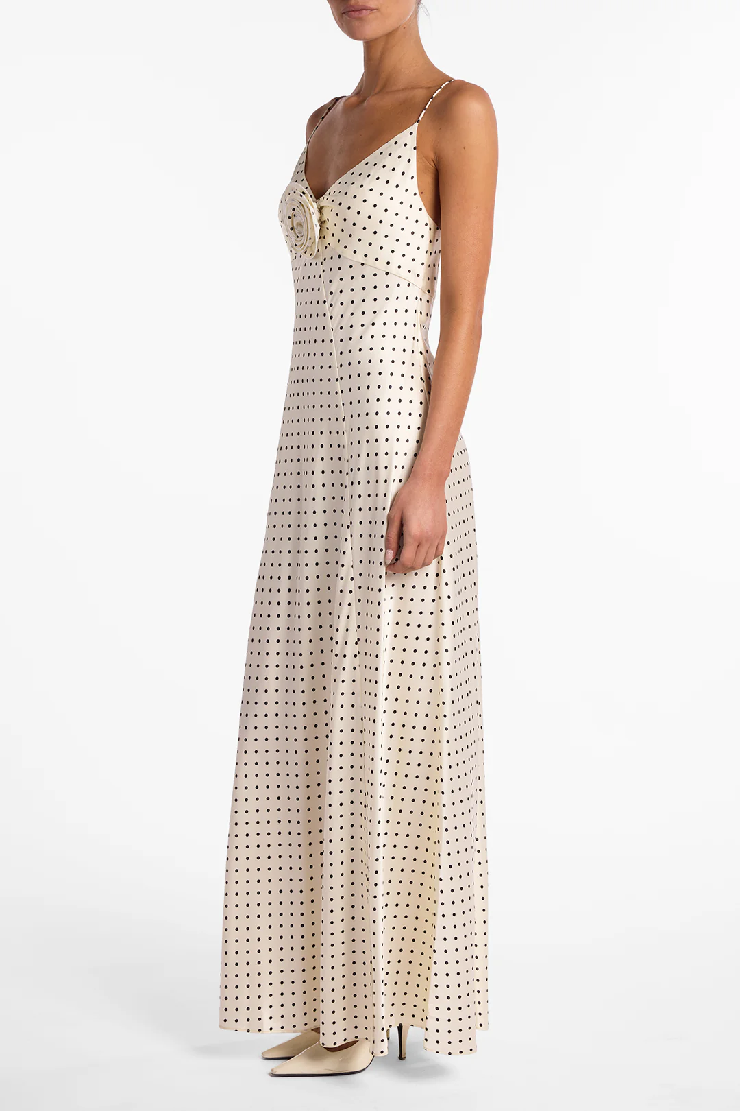 Deep V Rosette Gown (Cream Polka Dot) 5 Deep V Rosette Gown (Cream Polka Dot)