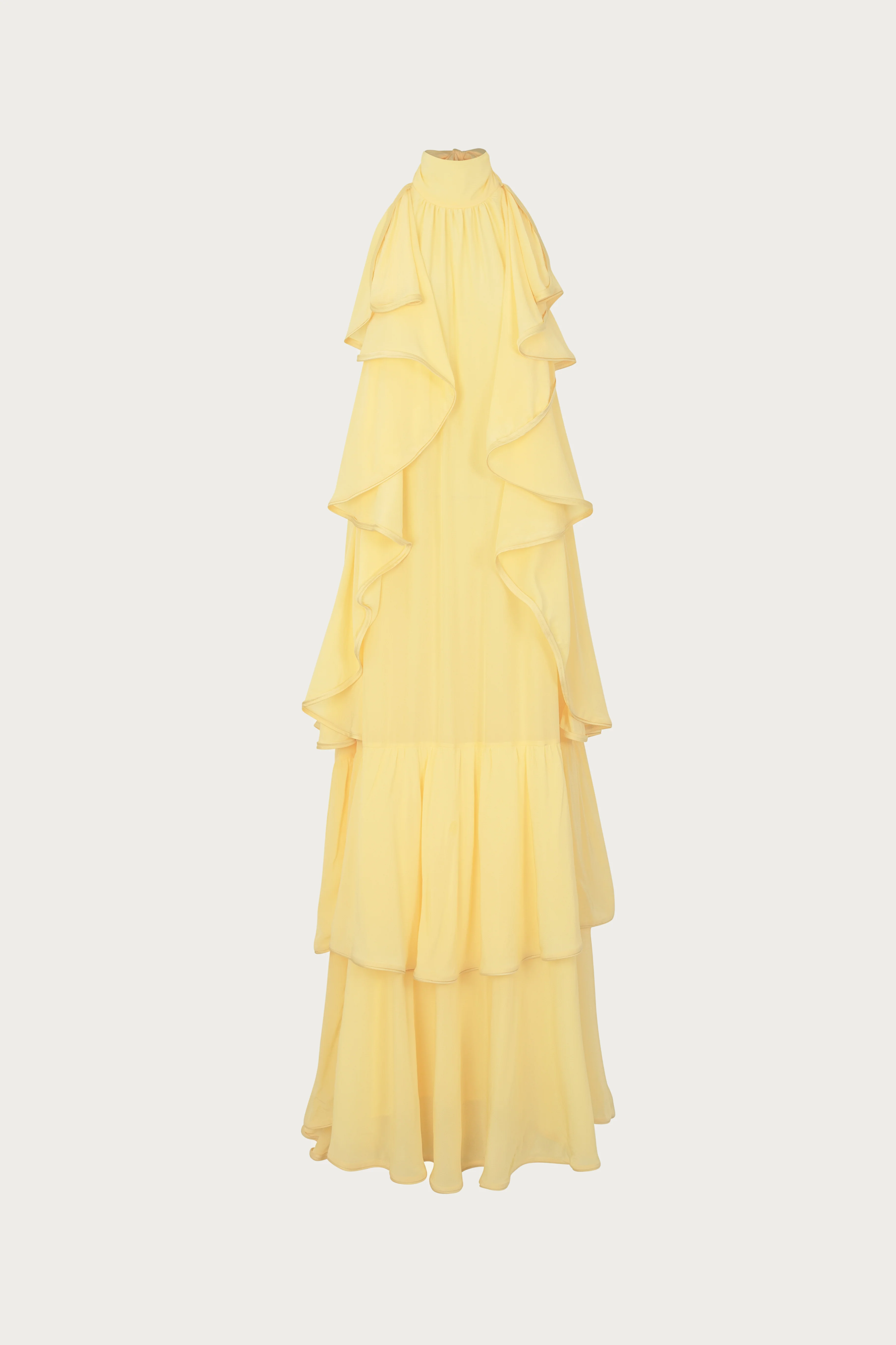 Layered Chiffon Gown (Butter Yellow)