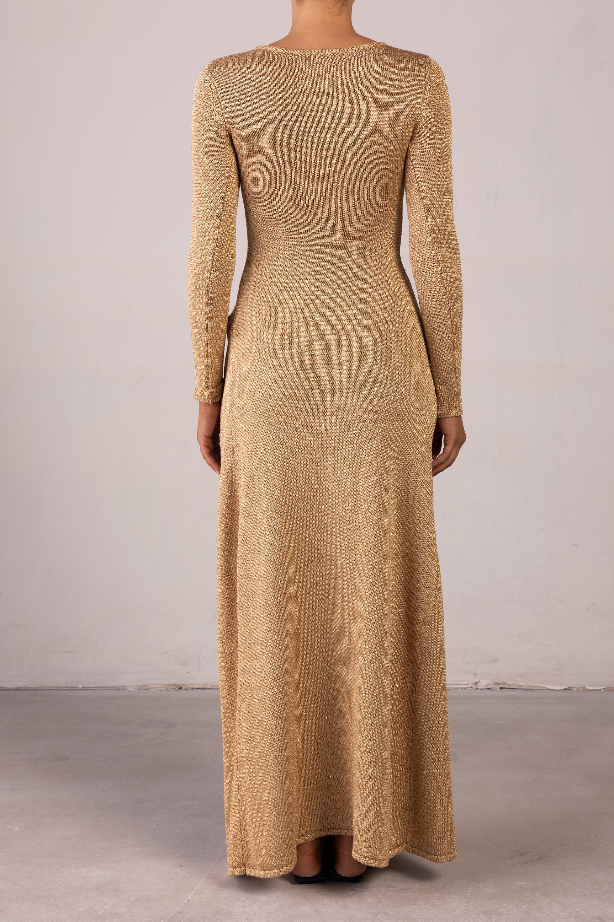 Long Sleeve Twist Dress (Gold Sequin) 5 Long Sleeve Twist Dress (Gold Sequin)