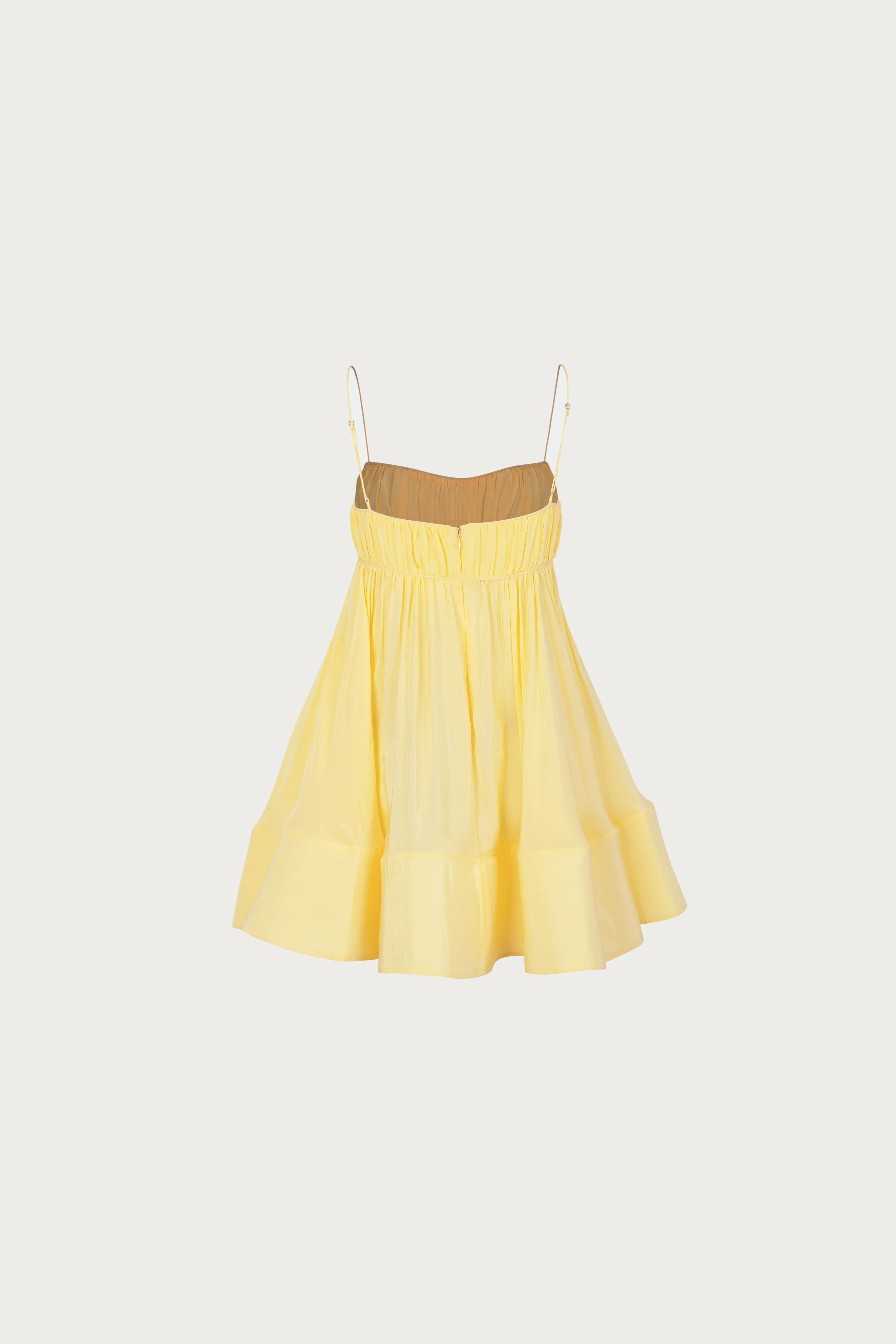Ruched Flounce Mini Dress (Butter Yellow)