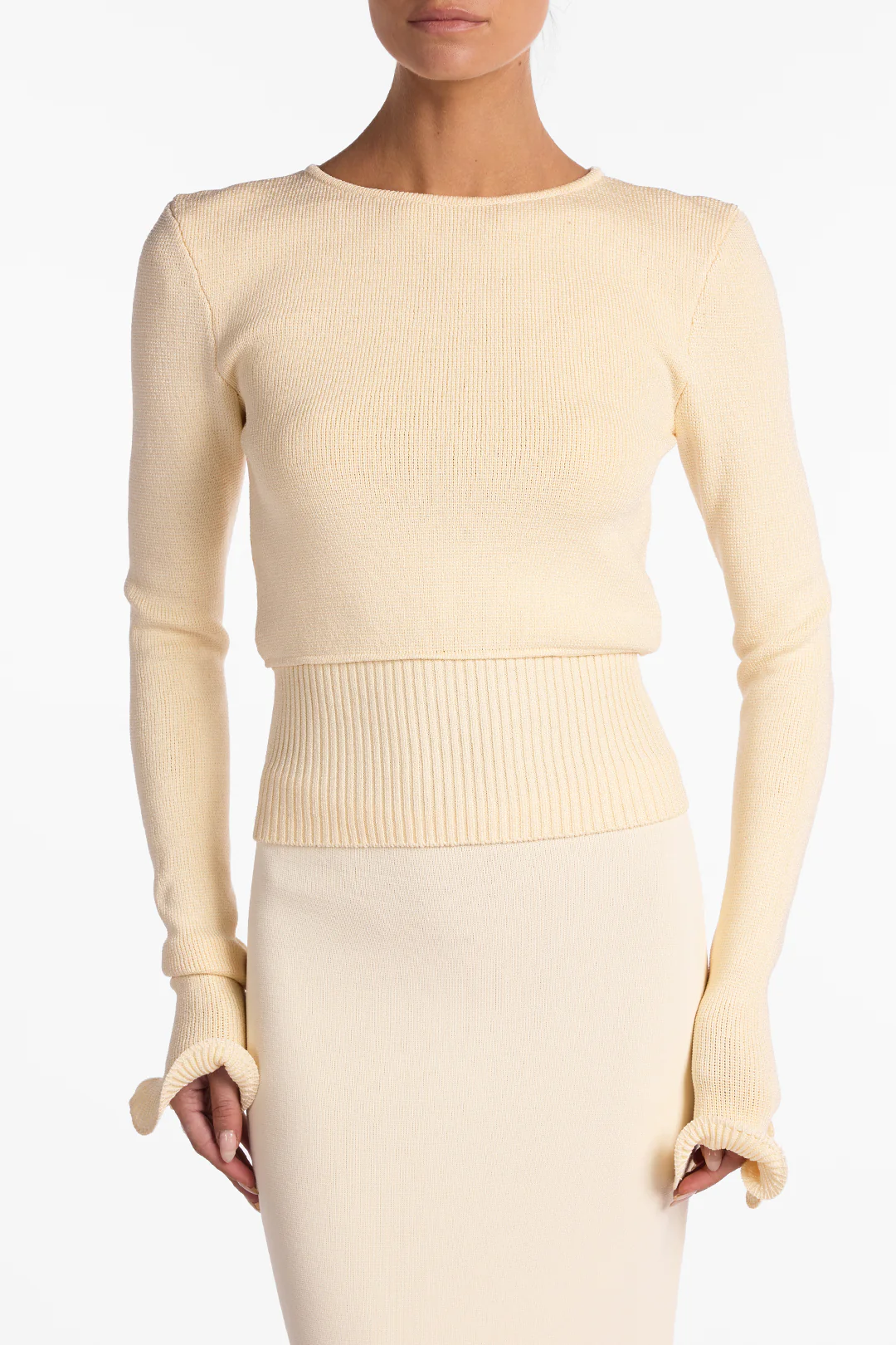 Ruffle Hem Sweater (Cream) 4 Ruffle Hem Sweater (Cream)