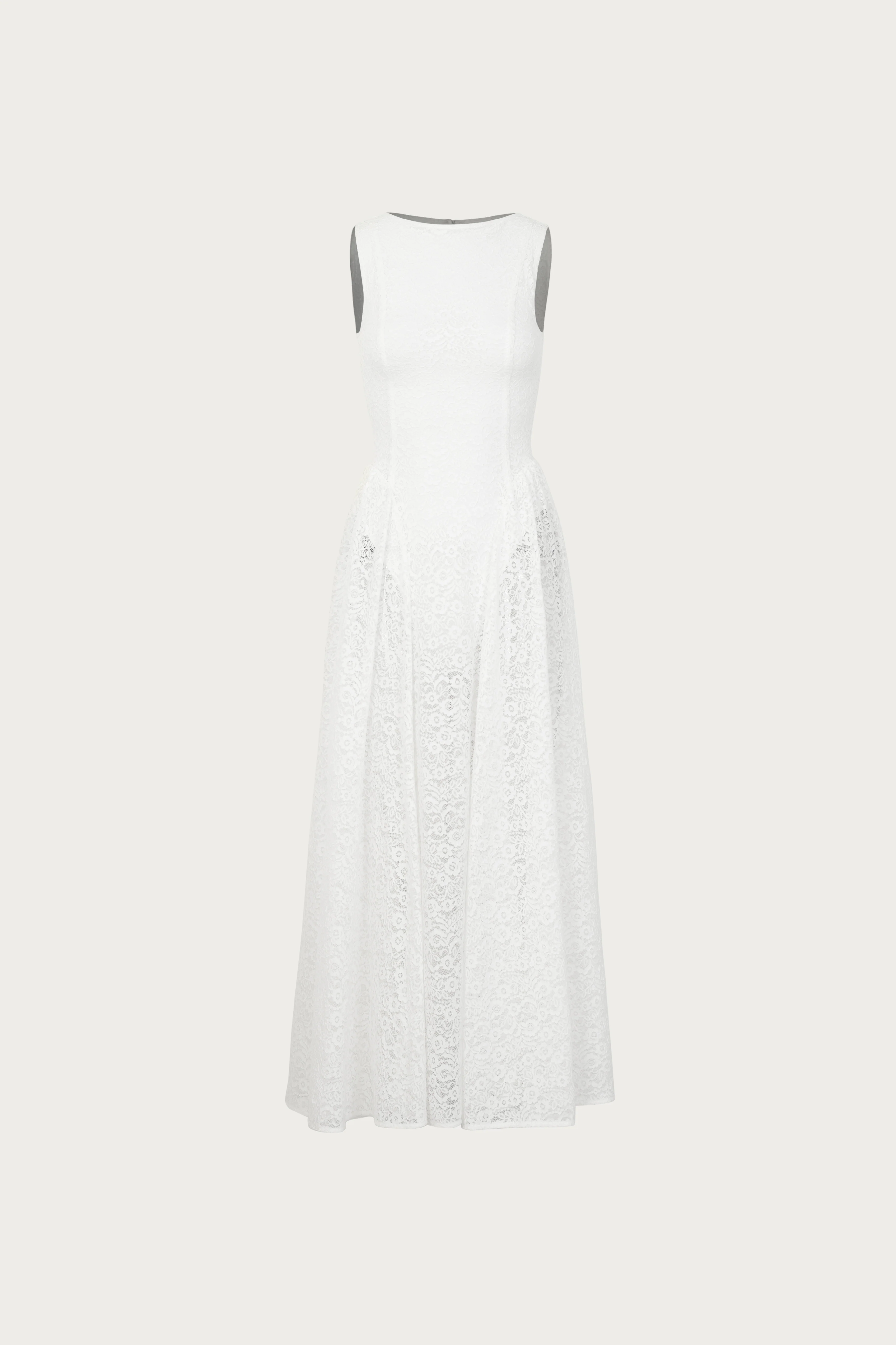 French Lace Midi Dress (White)