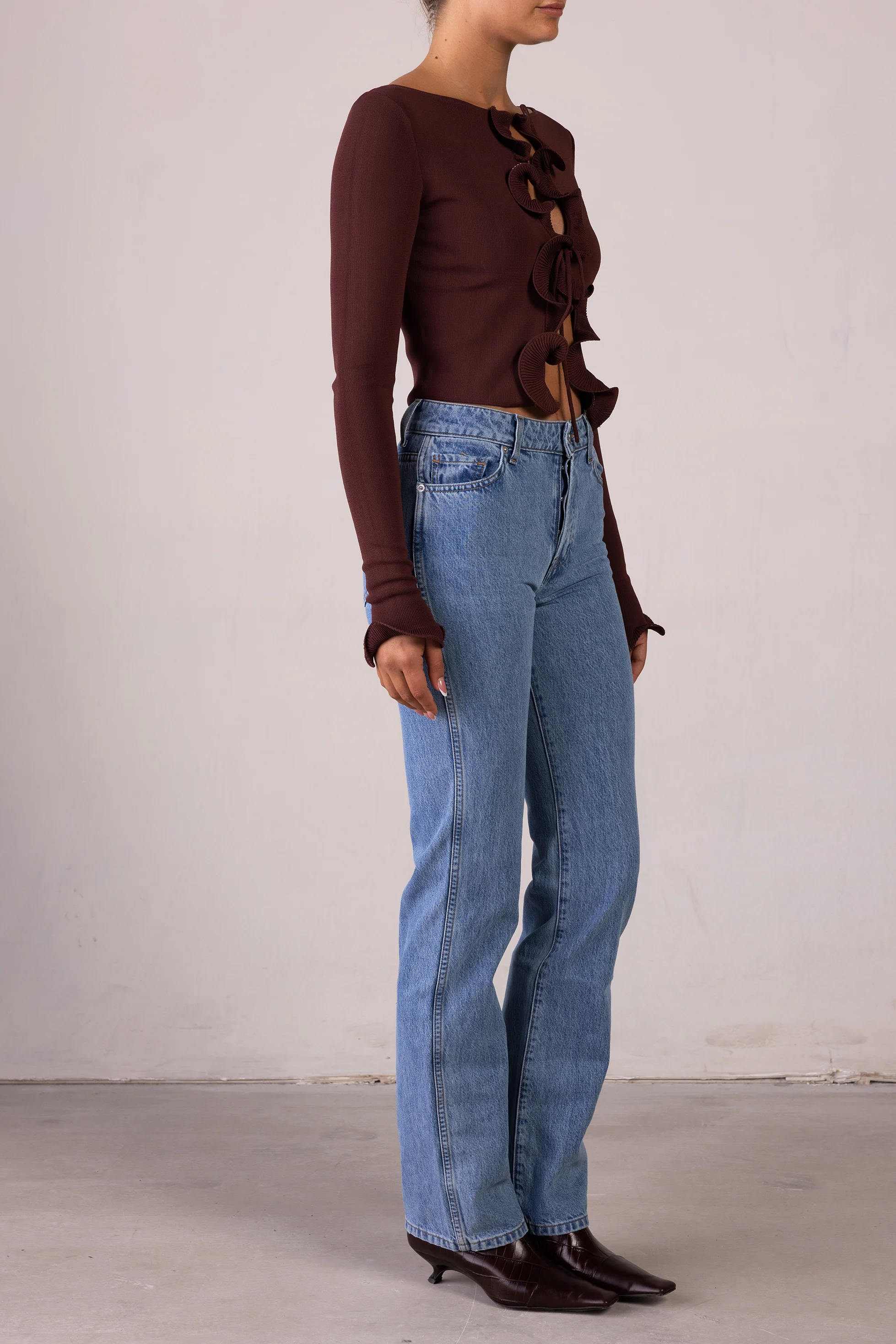 Ruffle Hem Top (Chocolate Brown) 4 Ruffle Hem Top (Chocolate Brown)