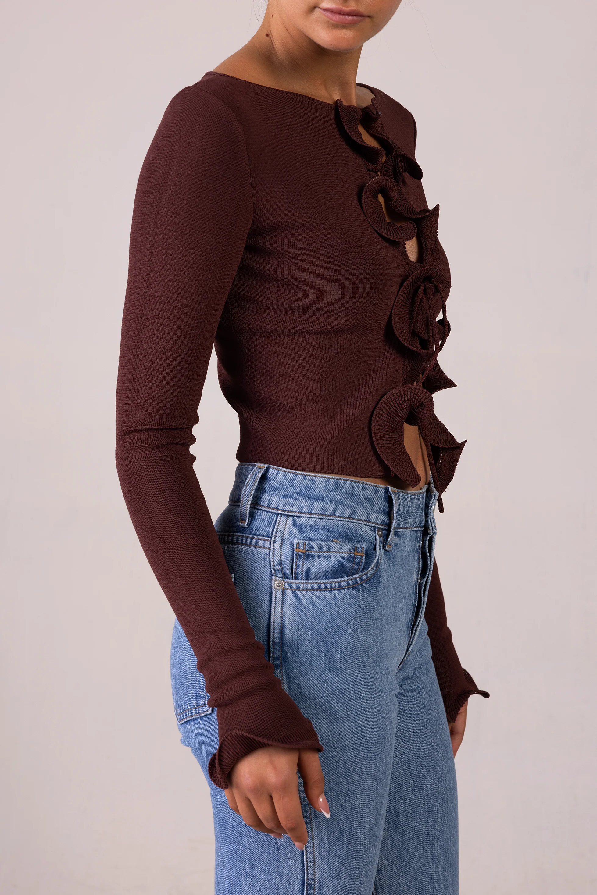 Ruffle Hem Top (Chocolate Brown) 5 Ruffle Hem Top (Chocolate Brown)