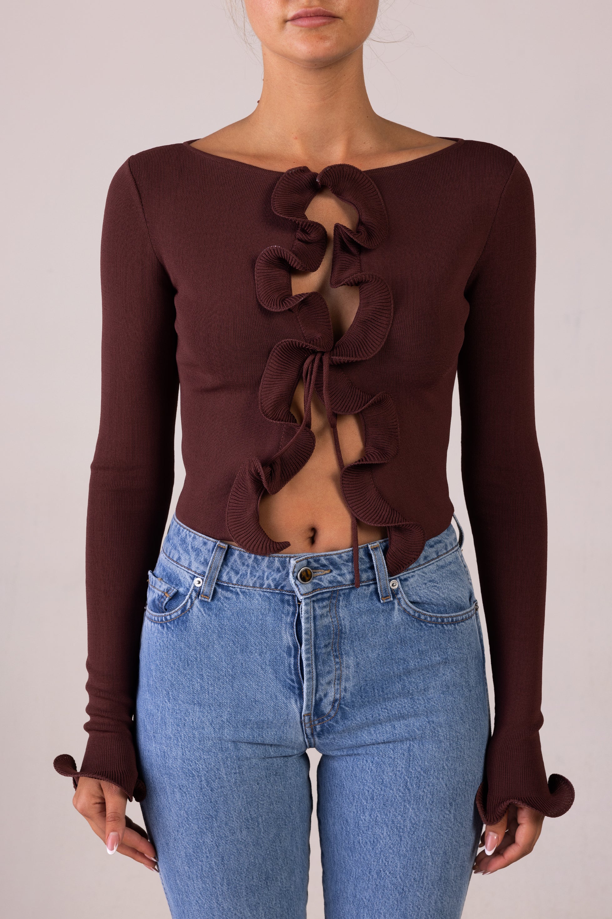 Ruffle Hem Top (Chocolate Brown) 6 Ruffle Hem Top (Chocolate Brown)