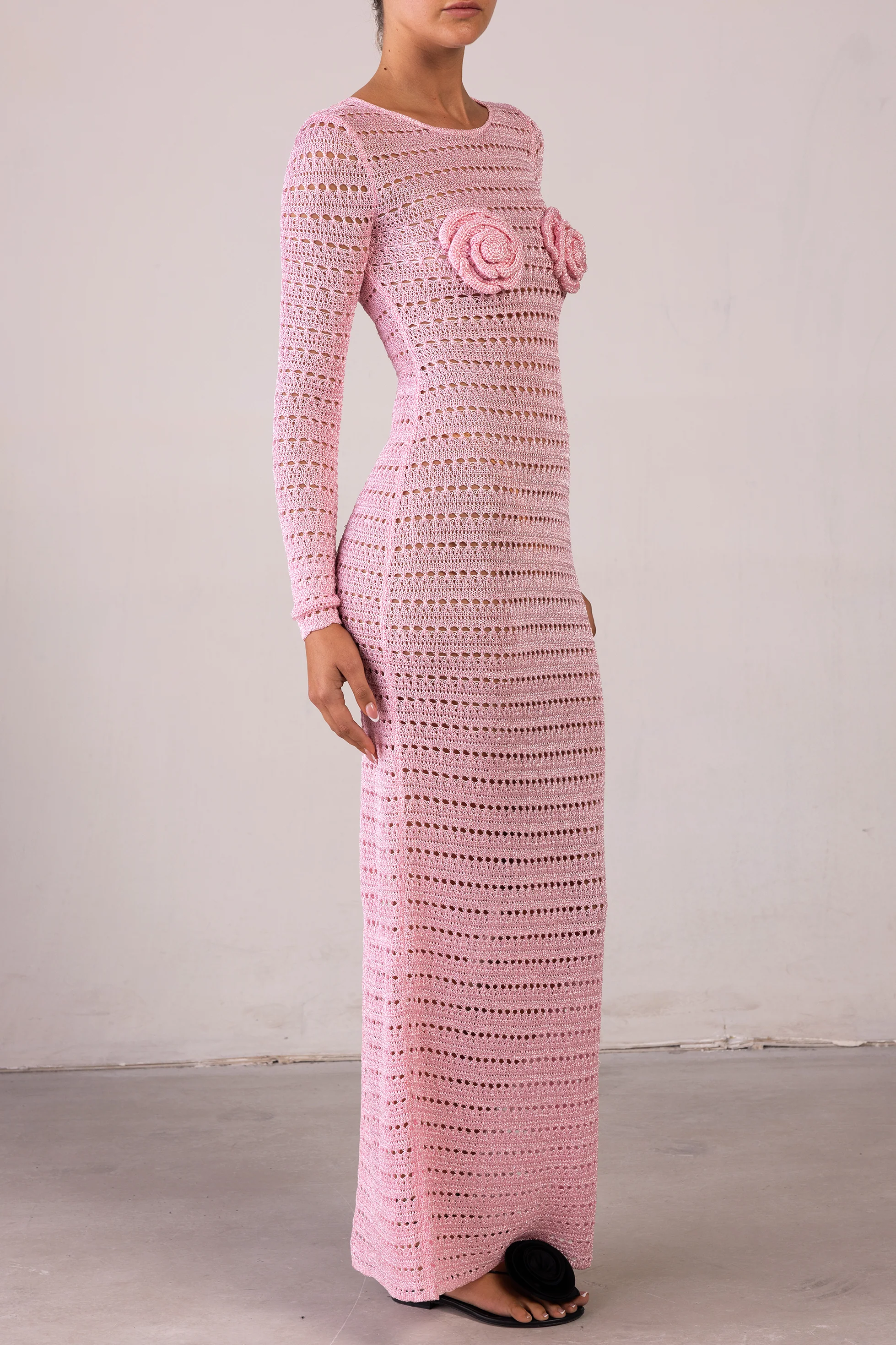 Rosette Crochet Dress (Pink) 4 Rosette Crochet Dress (Pink)