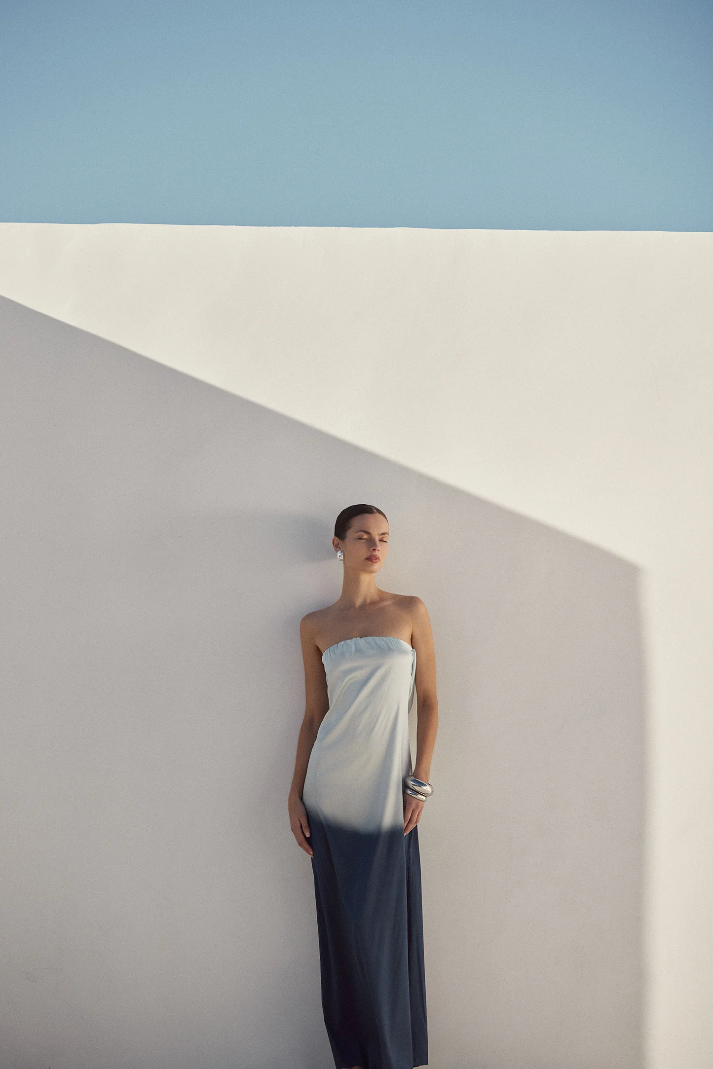 Strapless Draped Maxi (Blue Ombre) 2 Strapless Draped Maxi (Blue Ombre)