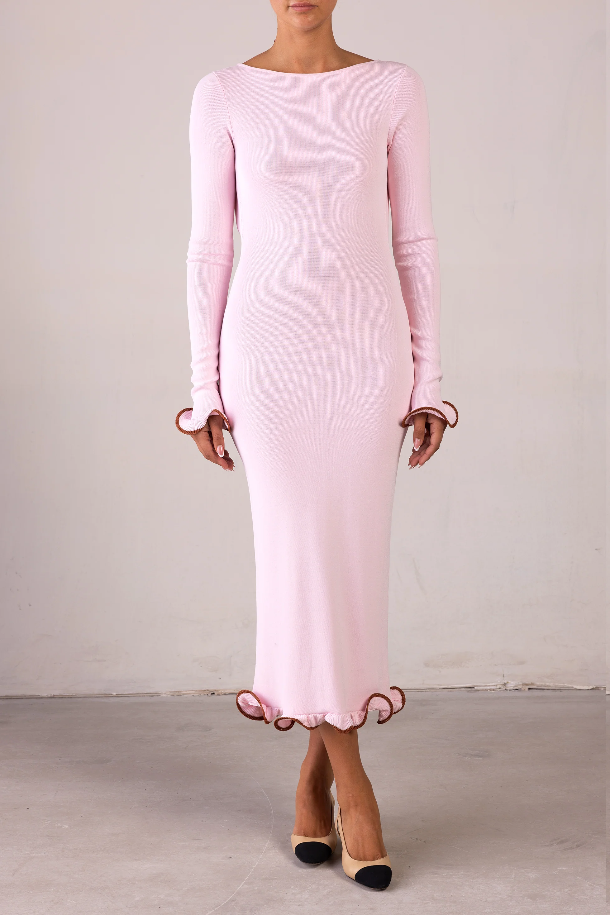 Ruffle Hem Midi Dress (Baby Pink) 4 Ruffle Hem Midi Dress (Baby Pink)