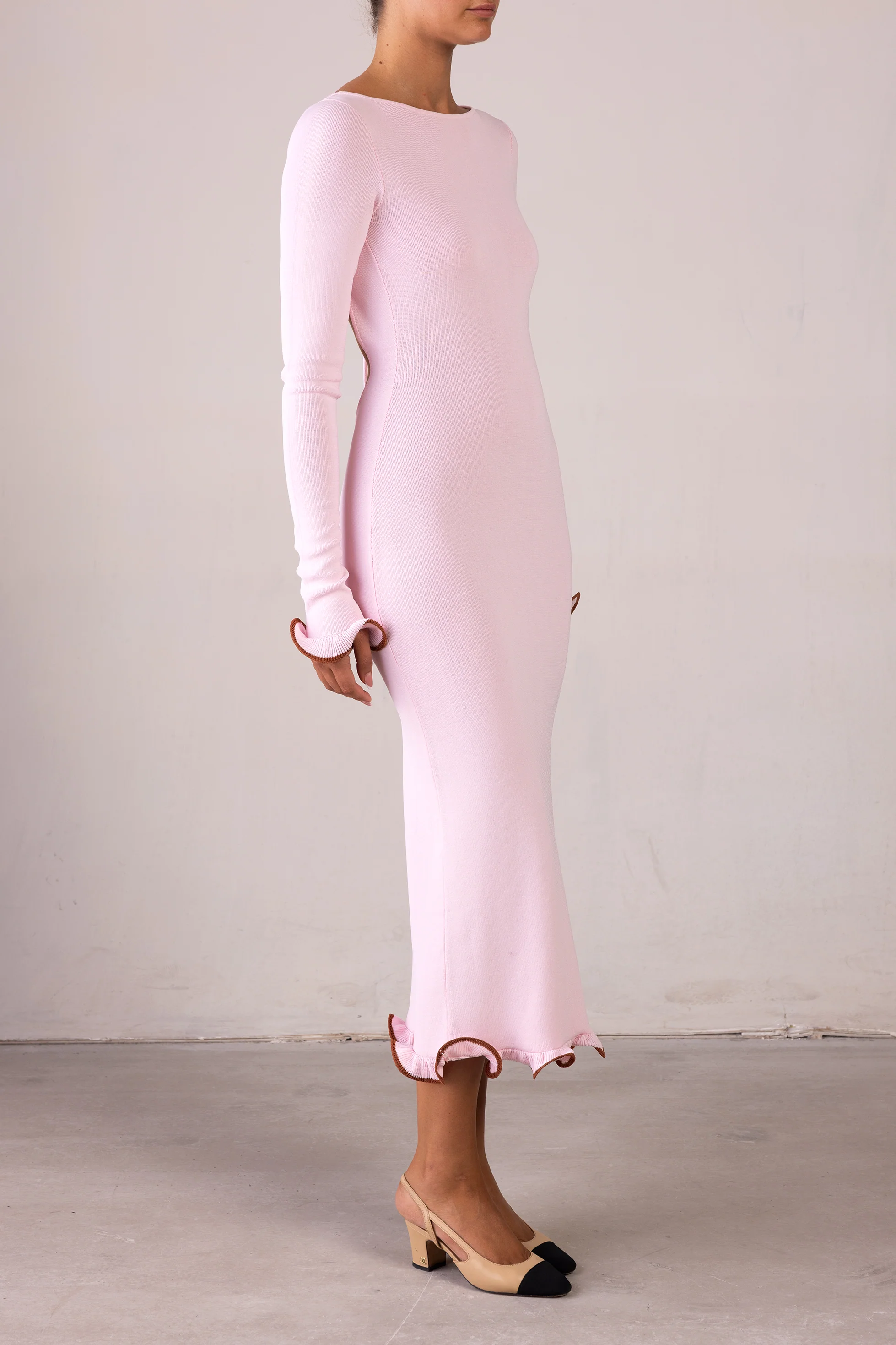 Ruffle Hem Midi Dress (Baby Pink) 5 Ruffle Hem Midi Dress (Baby Pink)