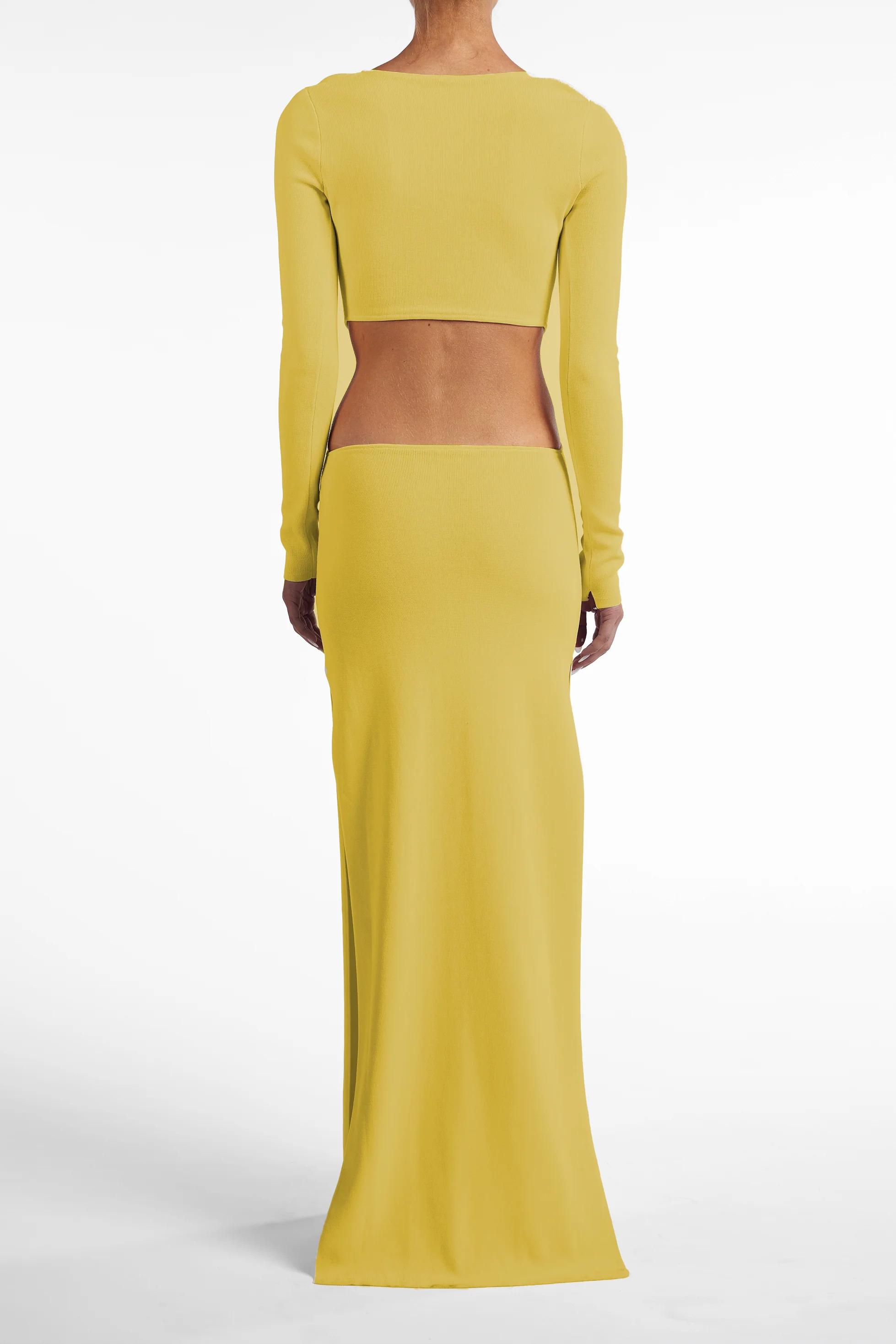 Long Sleeve Cut Out Maxi Dress (Chartreuse) 5 Long Sleeve Cut Out Maxi Dress (Chartreuse)