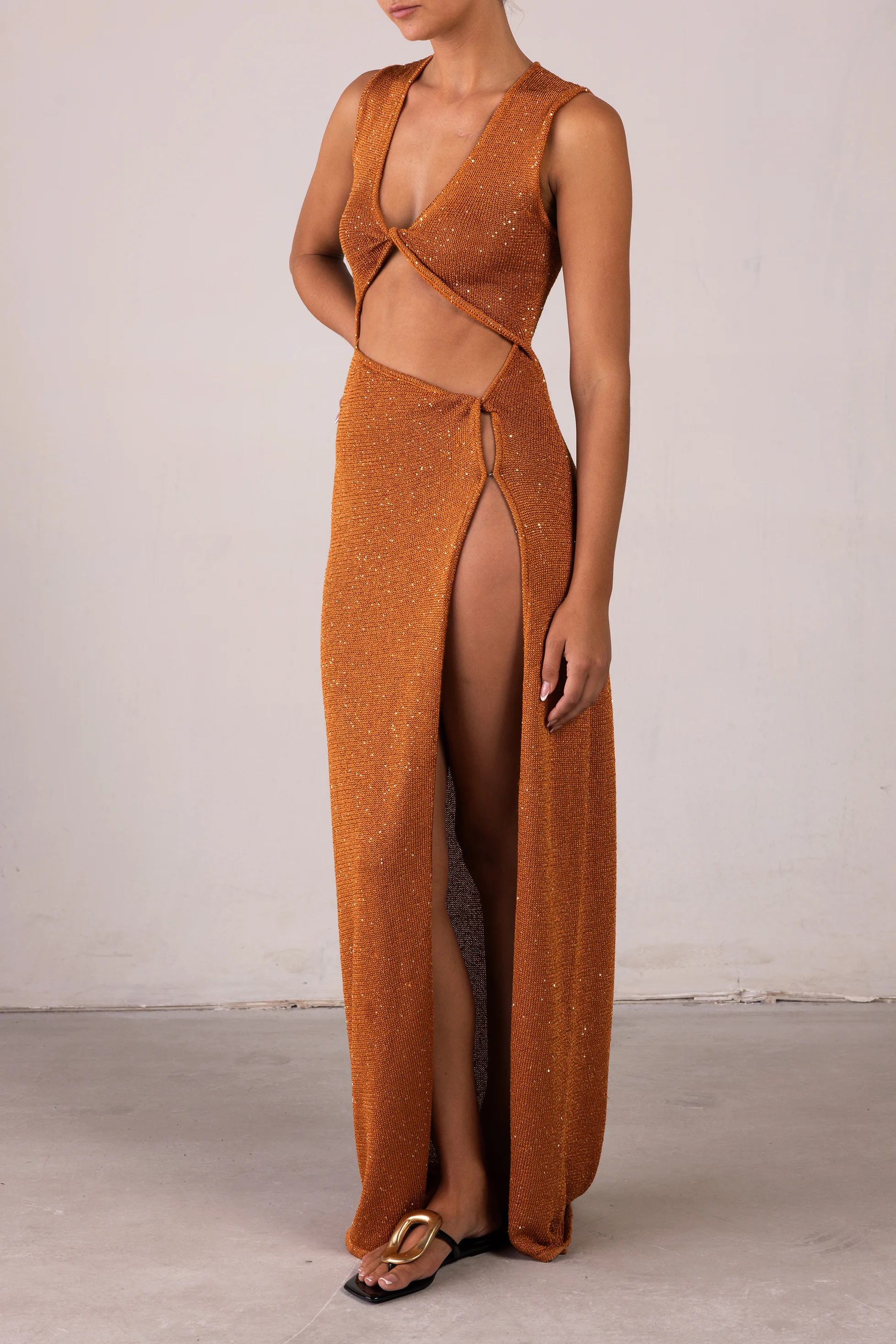 Cut Out Twist Dress (Copper Sequin) 4 Cut Out Twist Dress (Copper Sequin)