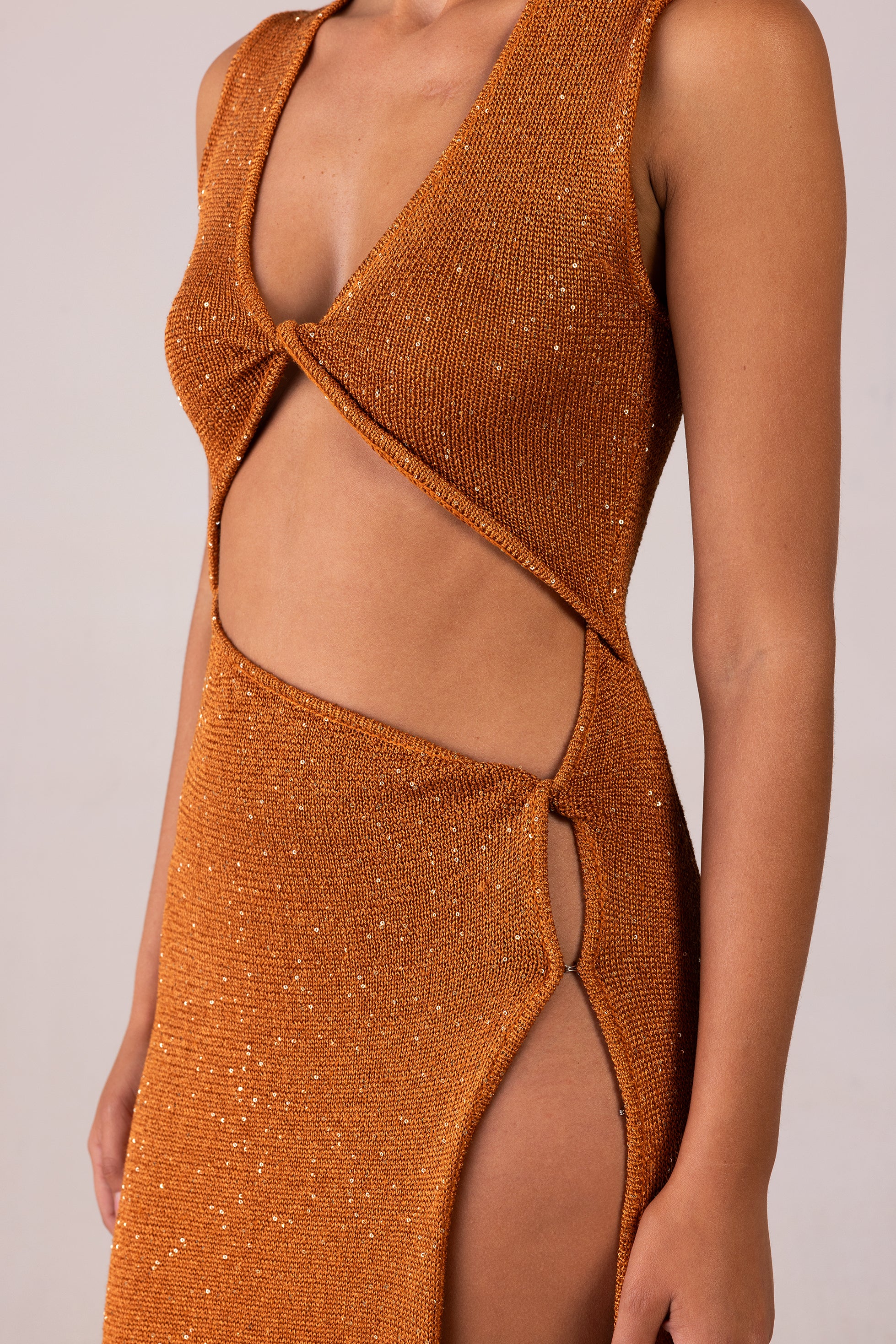 Cut Out Twist Dress (Copper Sequin) 5 Cut Out Twist Dress (Copper Sequin)