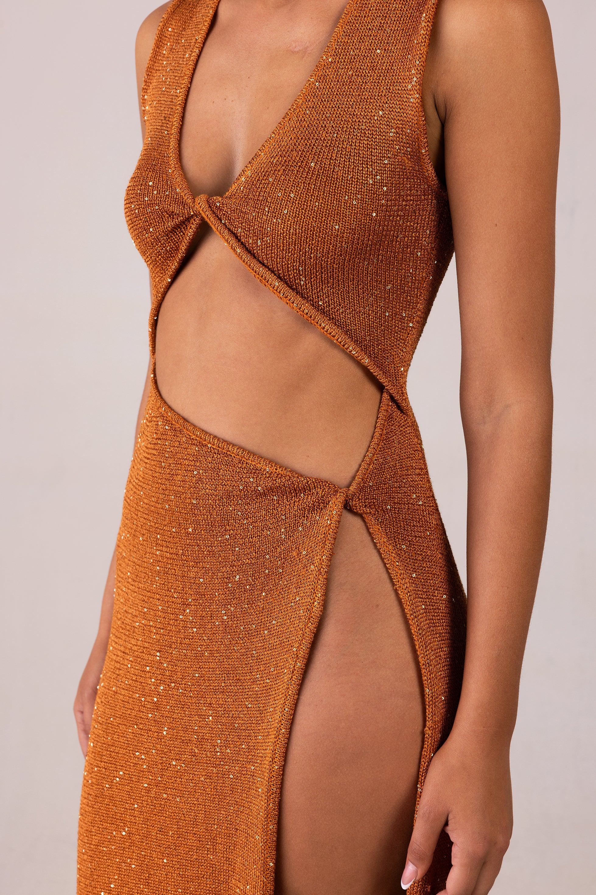 Cut Out Twist Dress (Copper Sequin) 6 Cut Out Twist Dress (Copper Sequin)