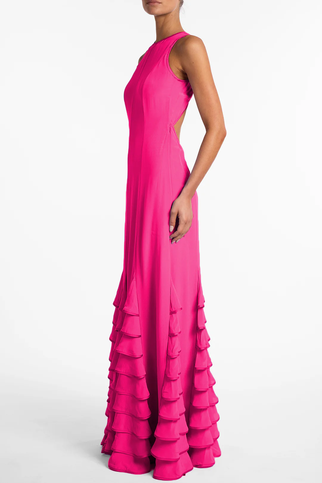 Tiered Chiffon Gown (Fuchsia) 4 Tiered Chiffon Gown (Fuchsia)