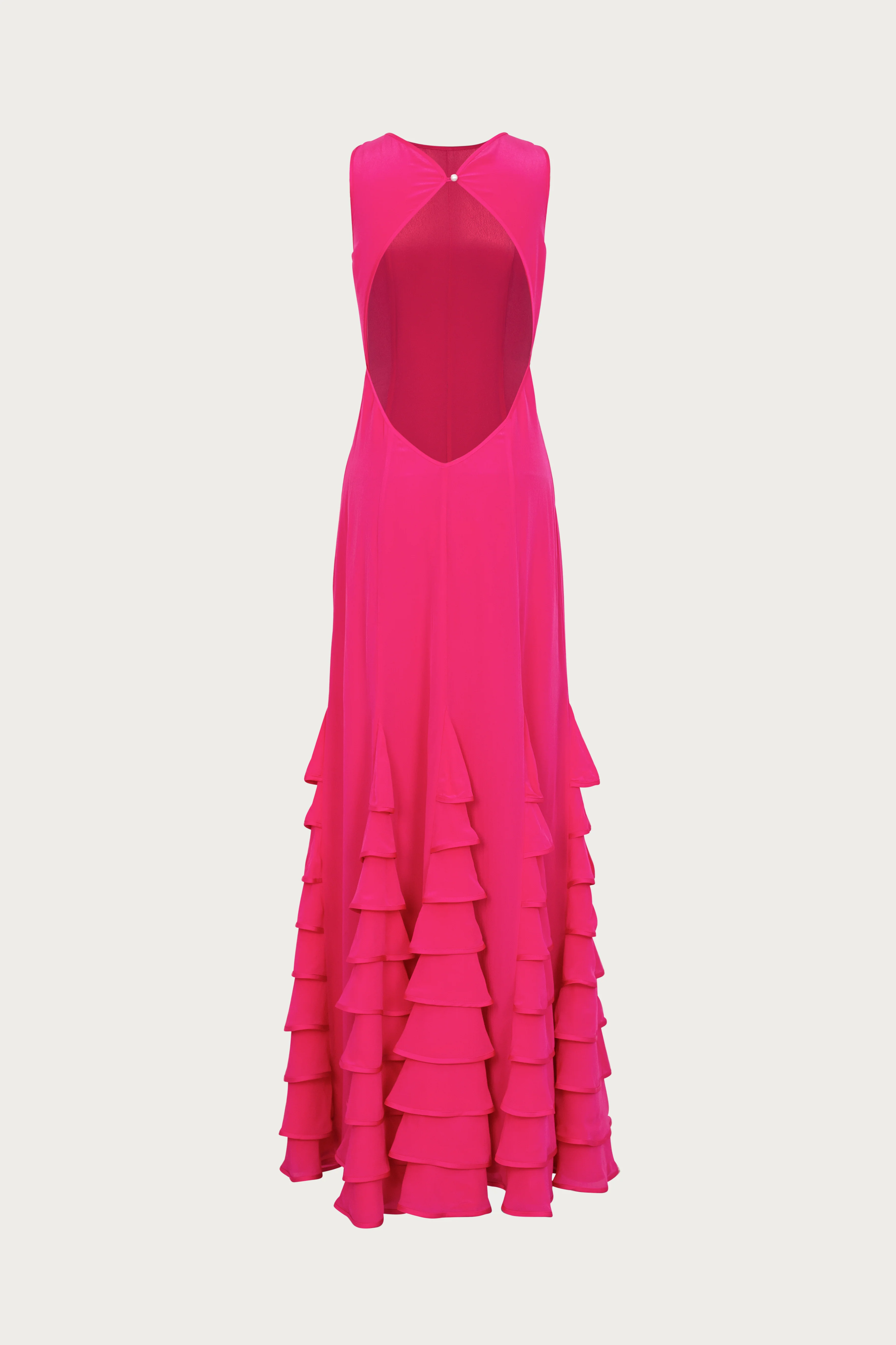 Tiered Chiffon Gown (Fuchsia) 6 Tiered Chiffon Gown (Fuchsia)
